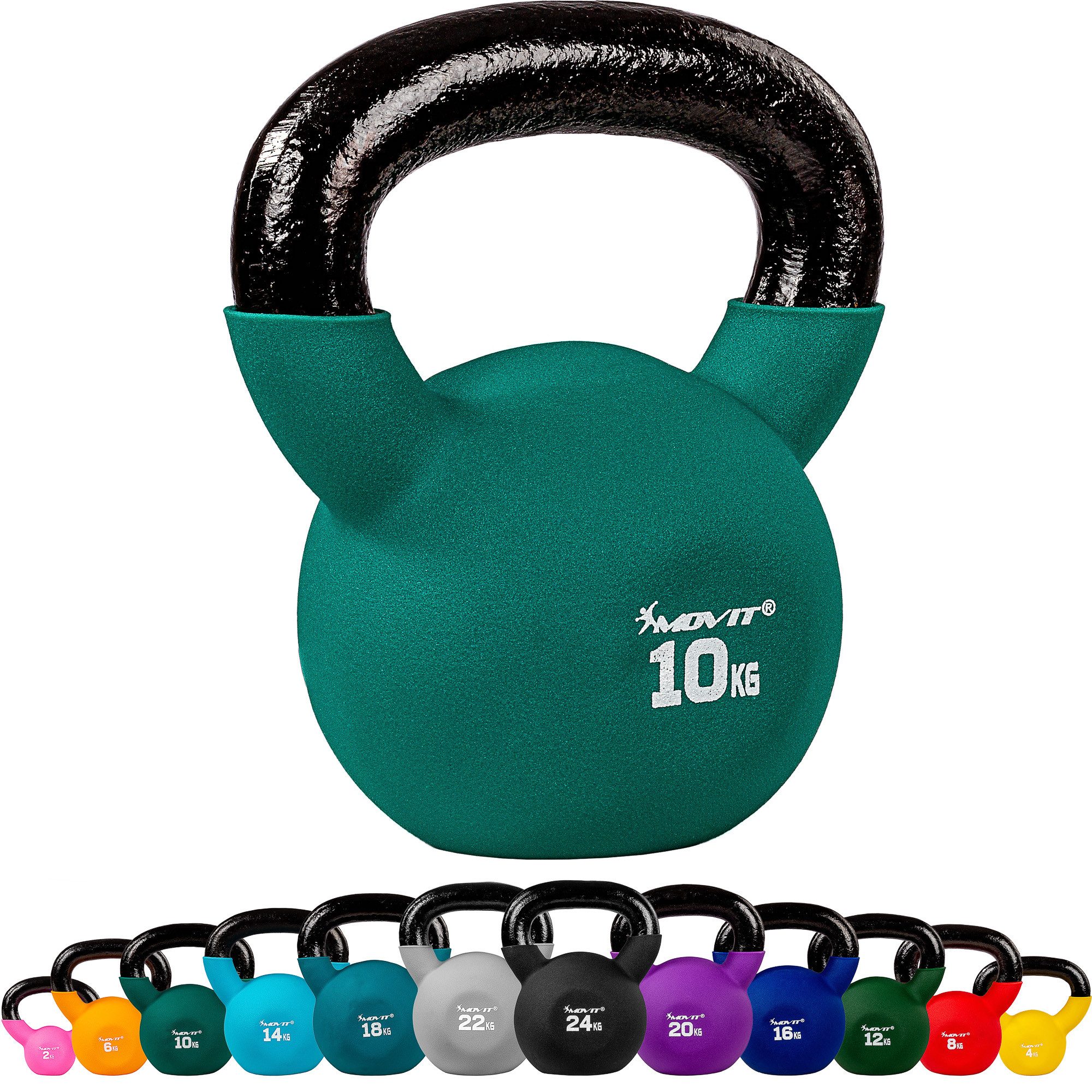 MOVIT Kettlebell PRO, Kugelhantel aus Gusseisen, (Schwunghantel, Trainingsgewicht)