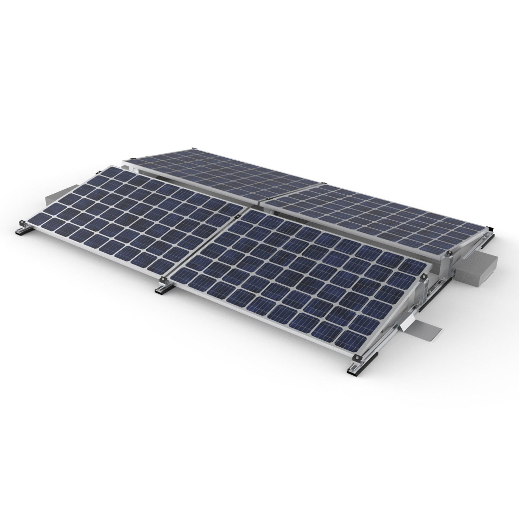 SolarMars Solarmodul-Halterung für 4 Solarpanel 4 Stück Solarmodul Halterung aus Aluminium, (Solarpanel Halterung für 4 Module,0% MwSt., Geeignet für Flachdach/Garten/Wand)