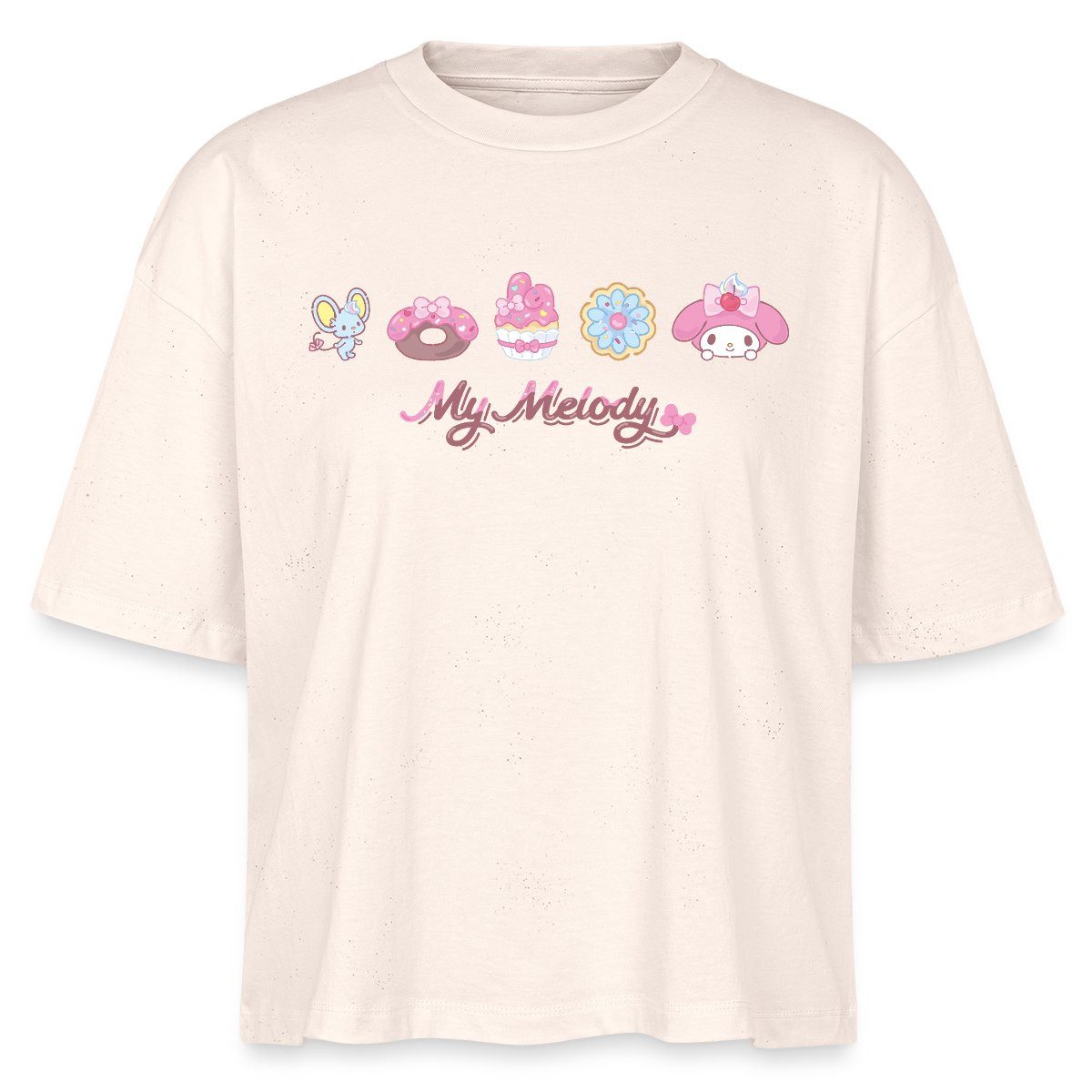 T-Shirt My Melody Mit Flat Und Gebäckstücken Boxy Shirt Damen