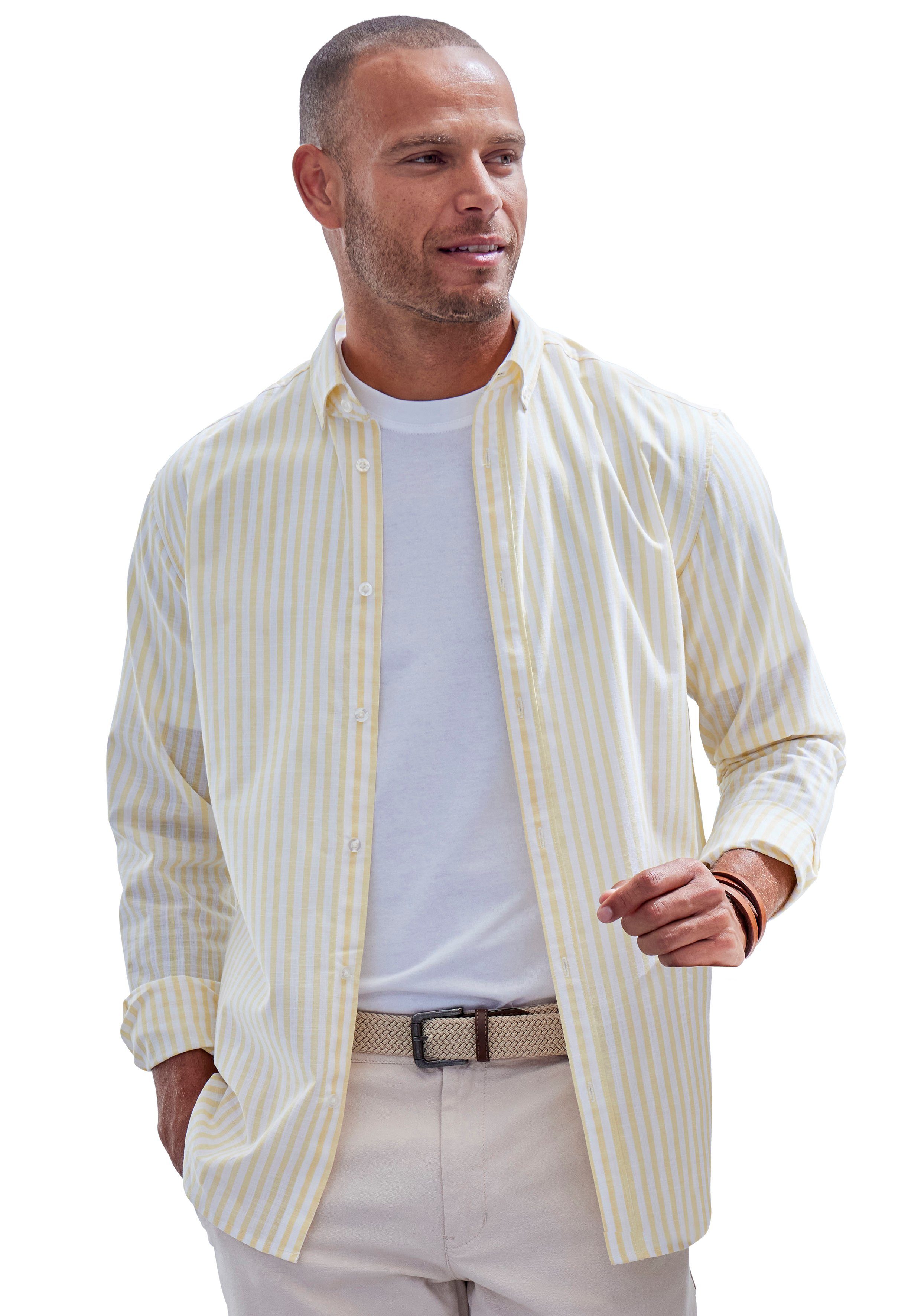 John Devin Langarmhemd Regular Fit mit Button-down-Kragen, aus reiner Baumwolle