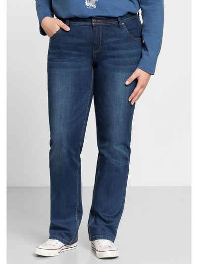 Sheego Stretch-Jeans Große Größen mit gerader Beinform, individuelle Used-Effekte