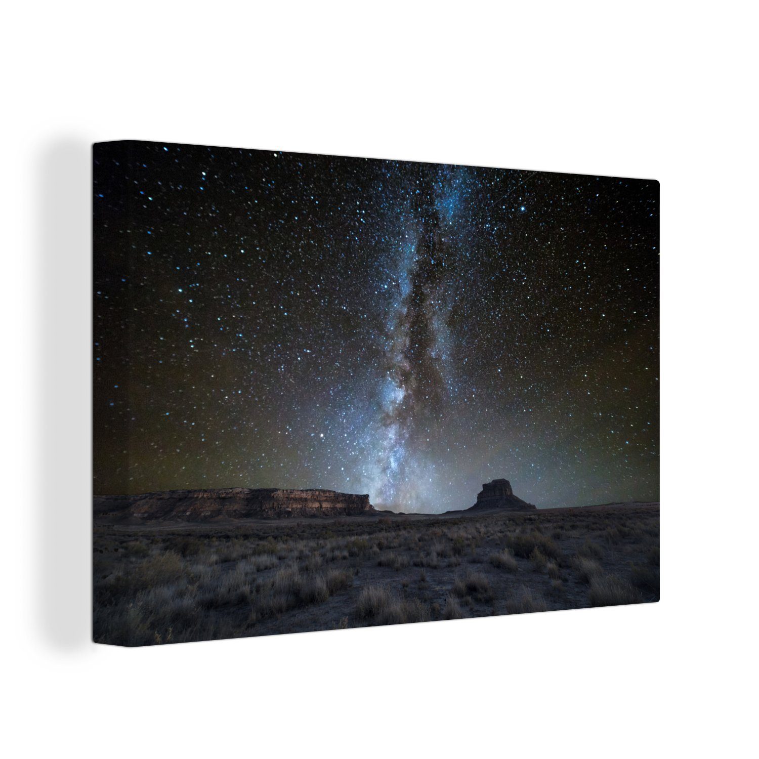 OneMillionCanvasses® Leinwandbild Die Milchstraßengalaxie über dem Chaco National Park in New Mexico, (1 St), Wandbild Leinwandbilder, Aufhängefertig, Wanddeko, 30x20 cm