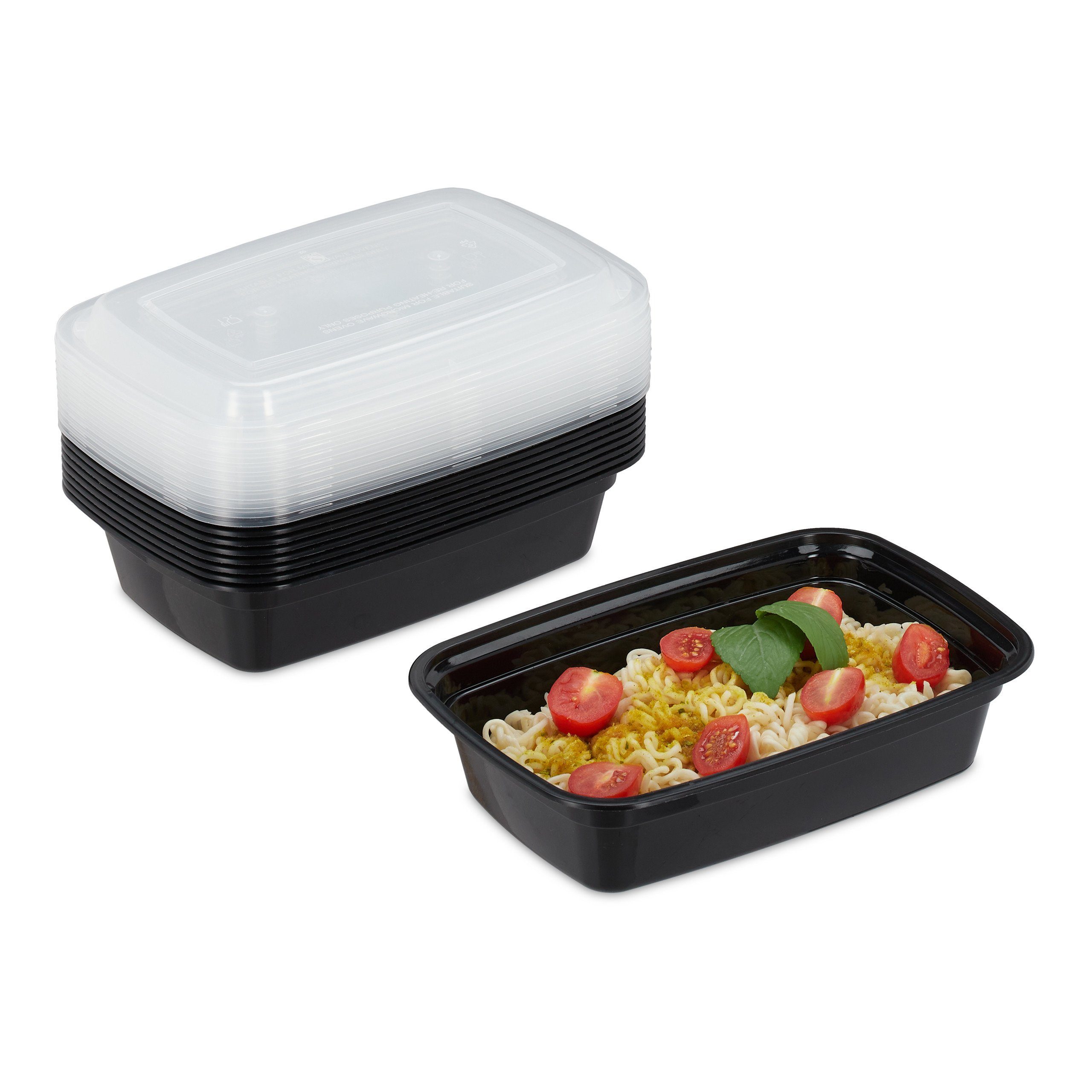 relaxdays Lunchbox 10er Set Meal Prep Boxen 1 Fach, Kunststoff, (10-tlg)