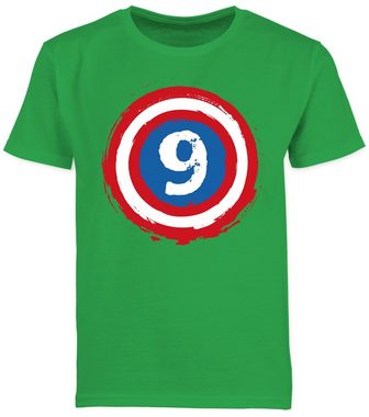 Shirtracer T-Shirt Superhelden Schild Neun 9. Geburtstag