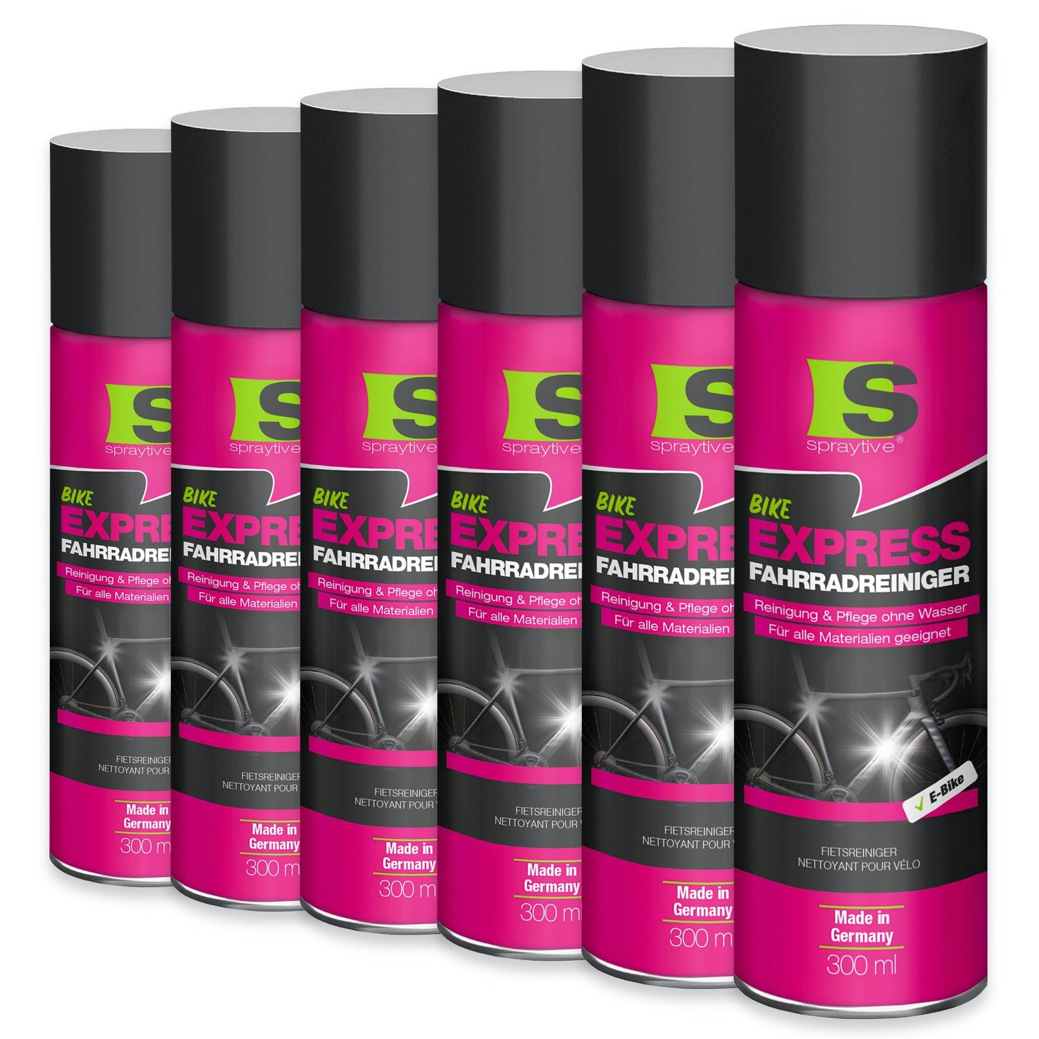 Spraytive 6x 300ml Express Fahrradreiniger Spray, Reinigung & Pflege ohne Wasser Zweiradreiniger (Made in Germany)