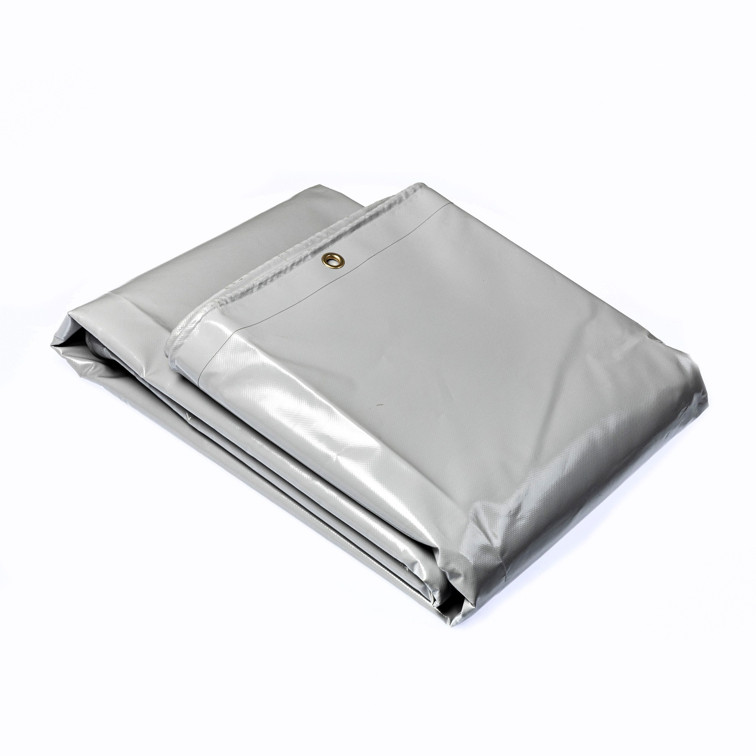 Premium Montagezubehör Premium PVC Allzweck-Plane, wasserdicht & UV-beständig, grau, 4x4m (Set, Premium PVC Allzweck-Plane Set), UV-beständig, reißfest, rostfreie Ösen, 4x4m Plane