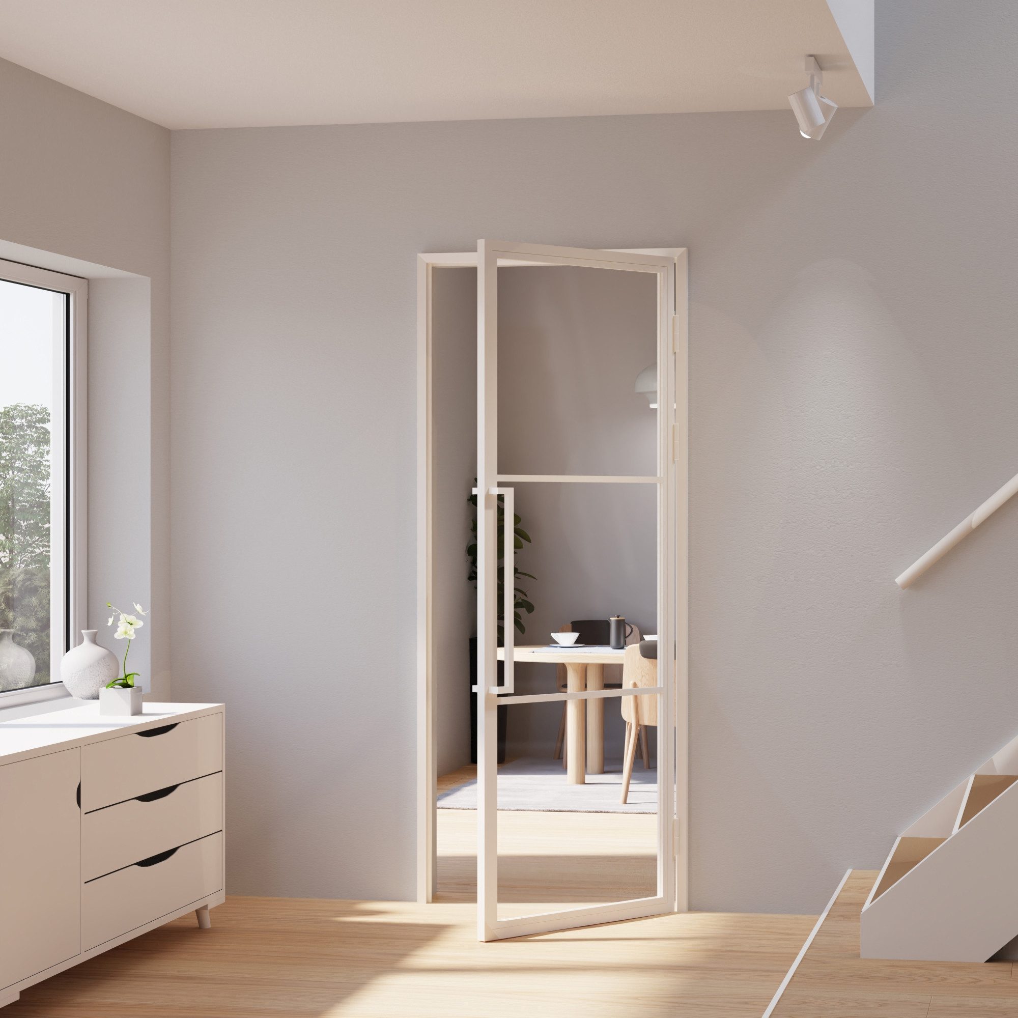 inova wohnen Zimmertür Glastür mit Stahlrahmen Klarglas (Komplett Set, inkl günstig online kaufen