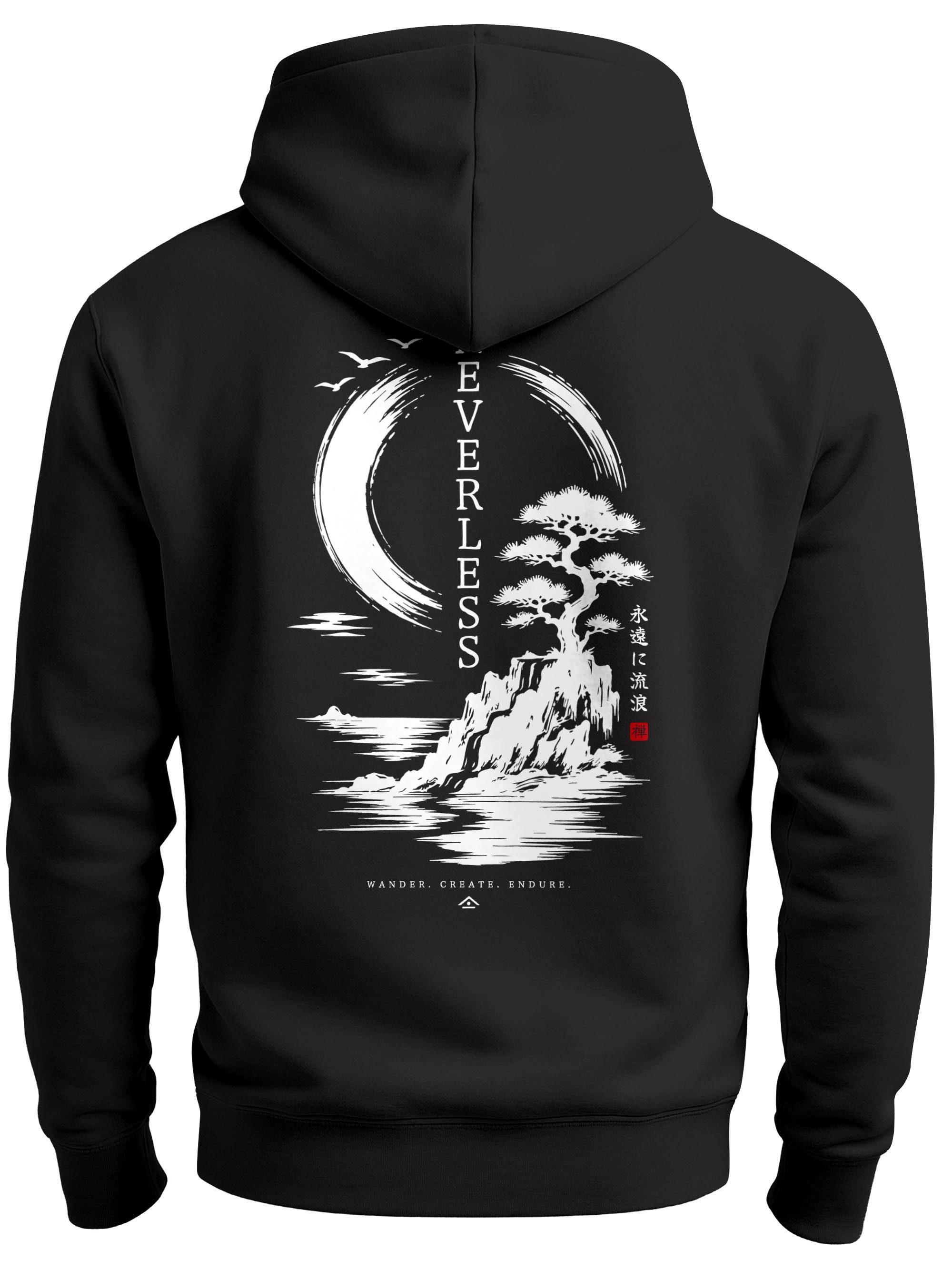 Neverless Hoodie Herren Hoodie mit Spirit of Japan-Rückenprint – Regular Fit