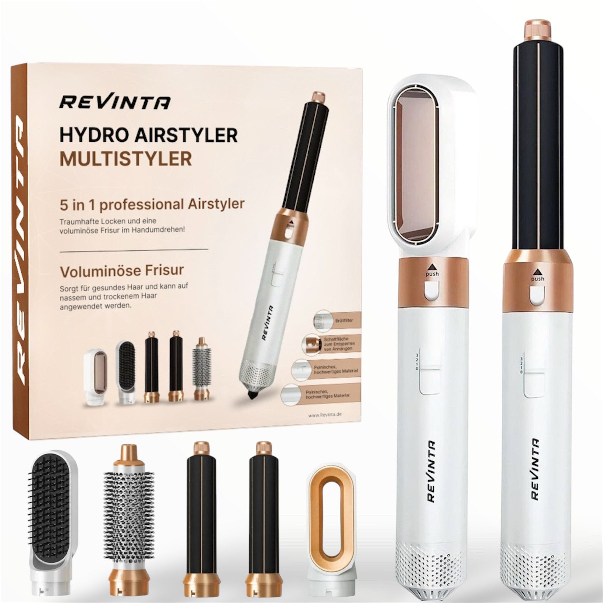 Revinta Multihaarstyler Lockenstab 5-in-1 Hairstyler Lockenstäbe Set, Negativ Ionen