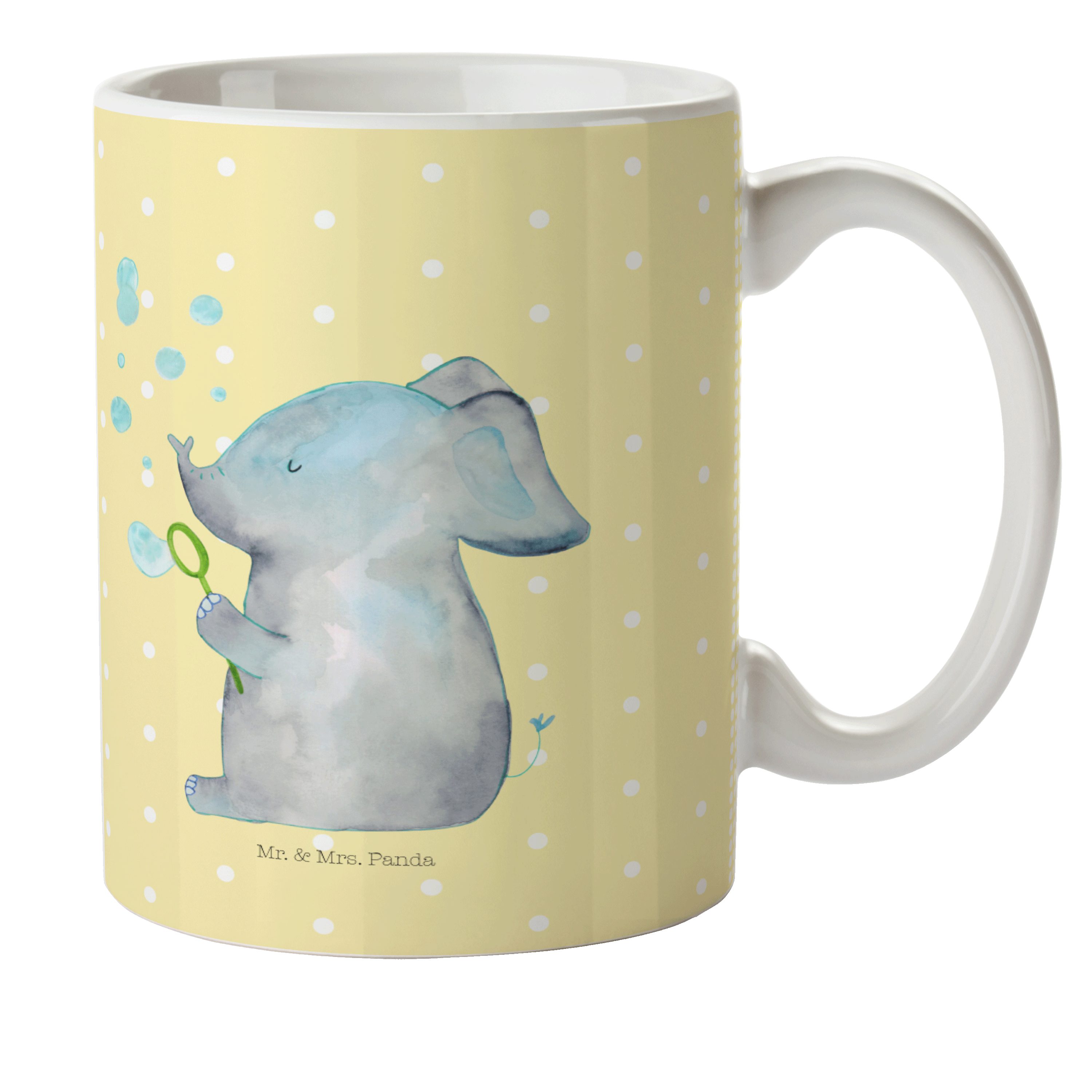 Kaffeetasse, Geschenk, Tiere, & - Mr. Pastell Kinderbecher R, Kunststoff Seifenblasen Elefant Gelb Panda - Mrs.