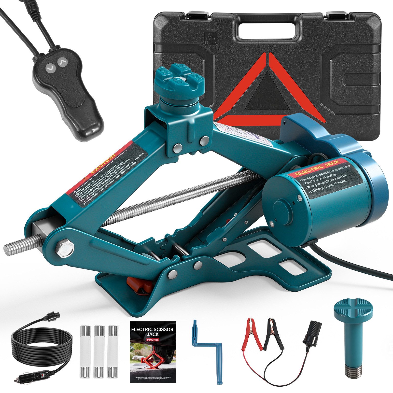 Yofidra Wagenheber 12V Elektrischer Hydraulikheber, max. Hubhöhe: 37 cm, bis 3 t, max. Hubhöhe: 37 cm, Scherenwagenheber Tragbarer Wagenheber für PKW, SUV Und MPV