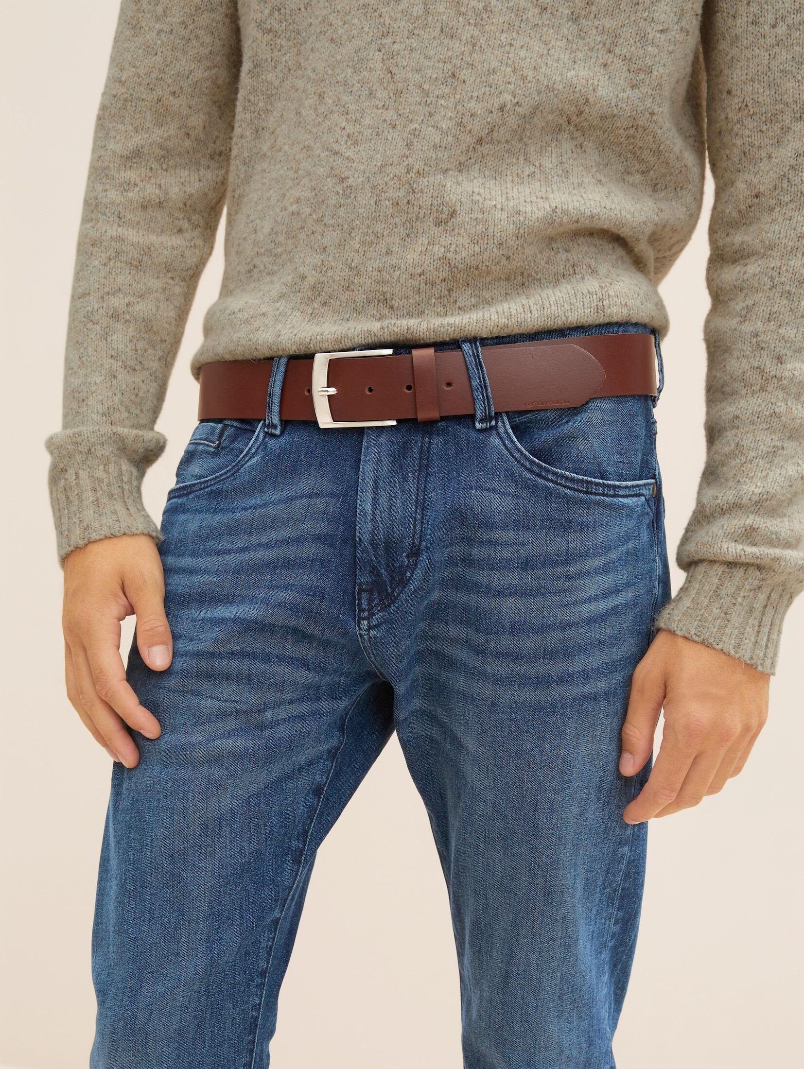 TOM TAILOR Ledergürtel Belts TTANDREW Ledergürtel mit eckiger Dornschließe