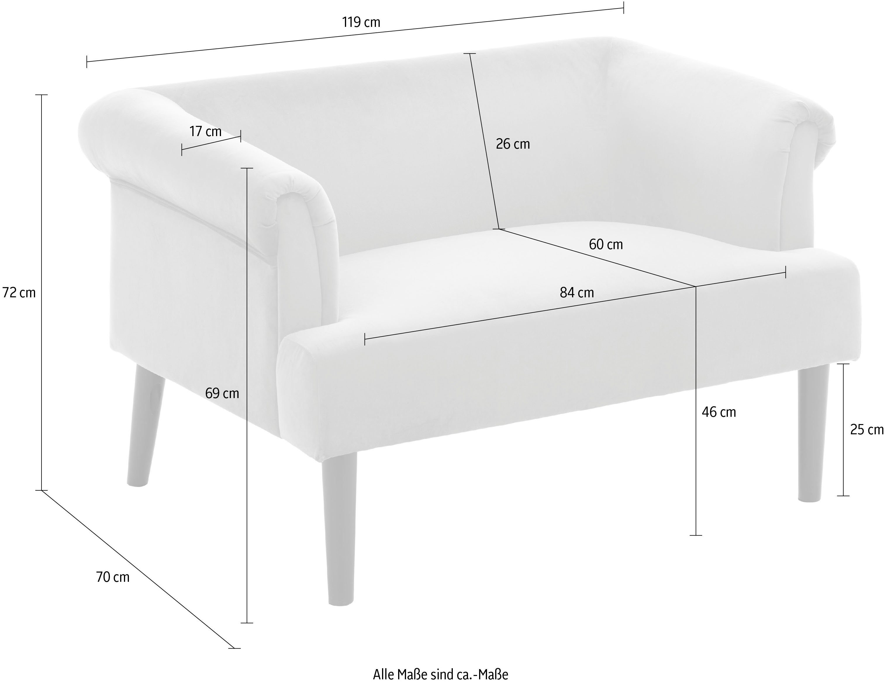 ATLANTIC home collection 1,5-Sitzer Charlie, XXL-Sessel mit Samtveloursbezug, mit Wellenunterfederung