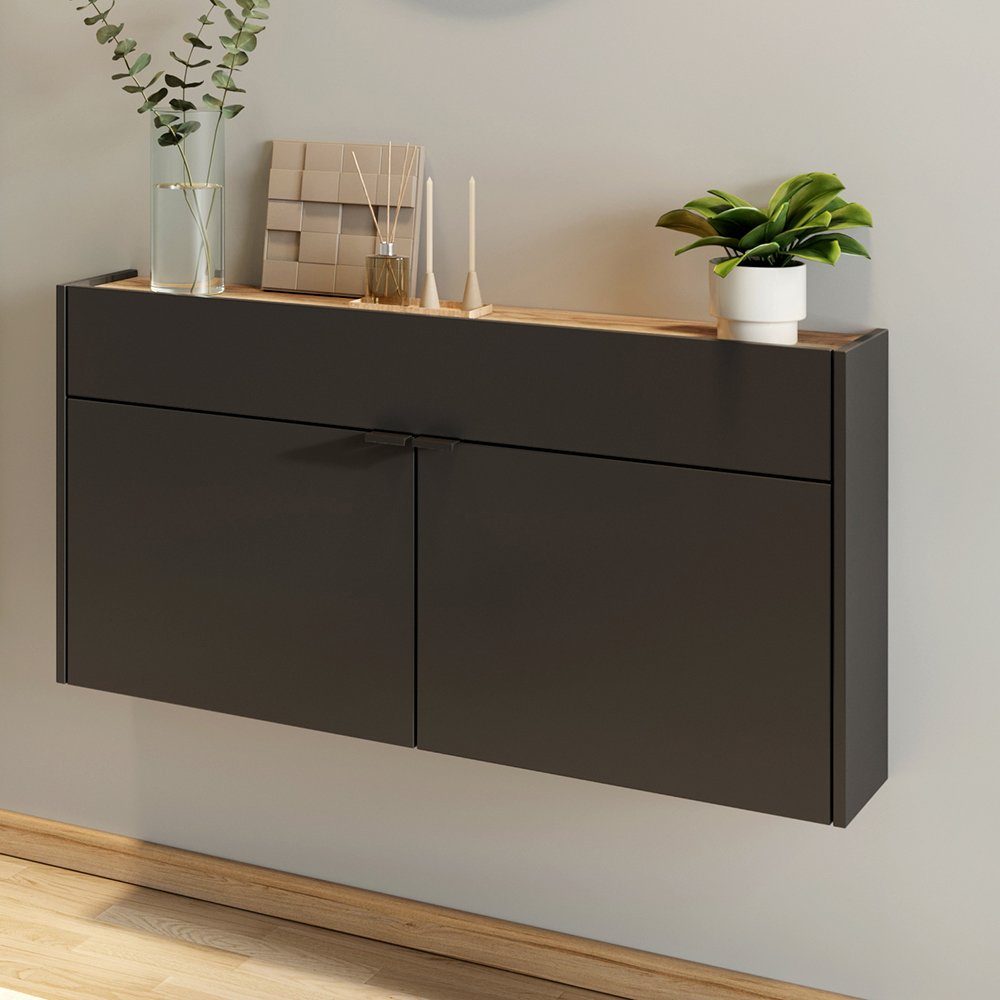 Lomadox Schuhschrank ABERDEEN-01 graphit mit Eiche günstig online kaufen