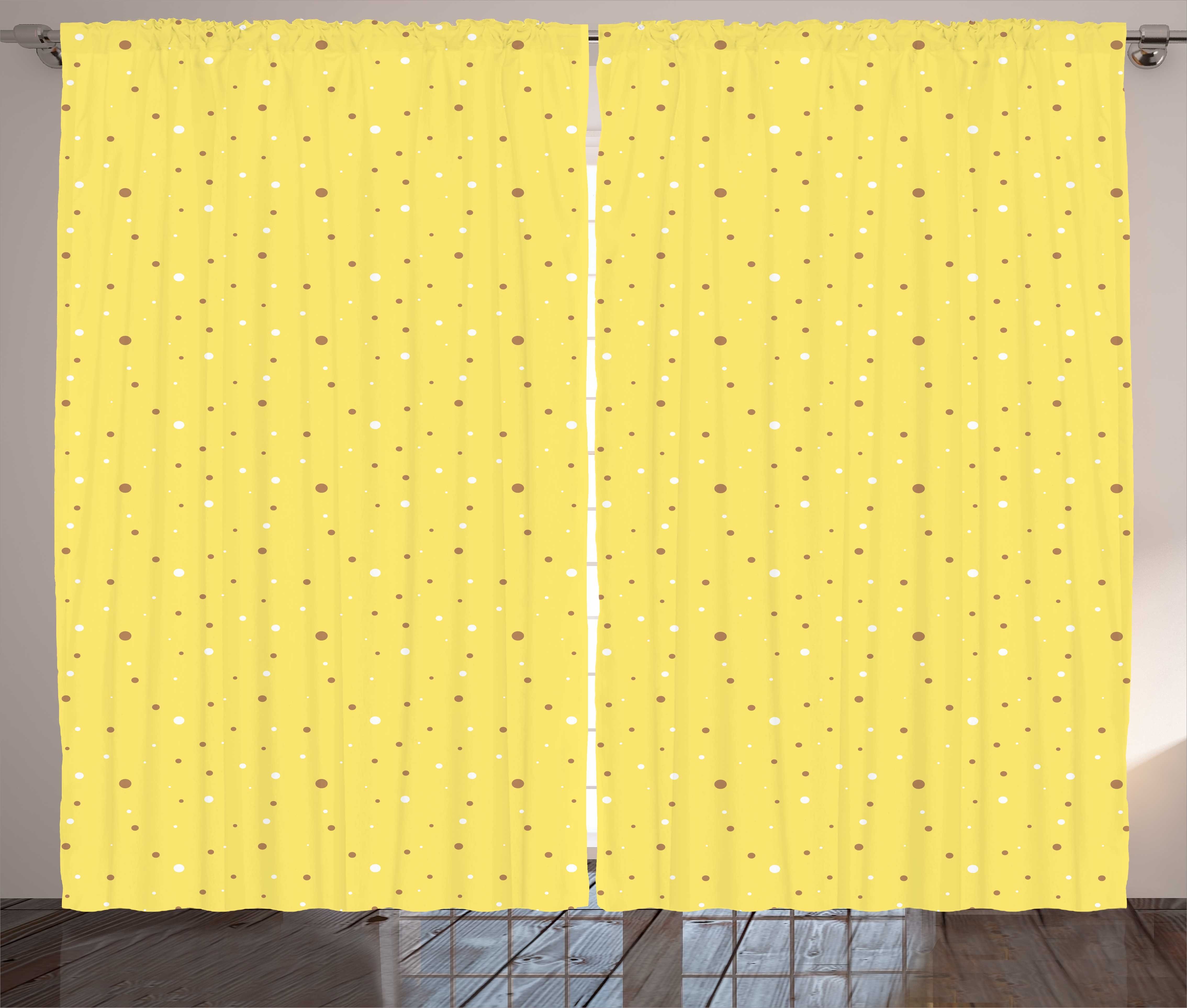 Gardine Schlafzimmer Kräuselband Vorhang mit Schlaufen und Haken, Abakuhaus, Gelbe Punkte Groß oder klein Spots