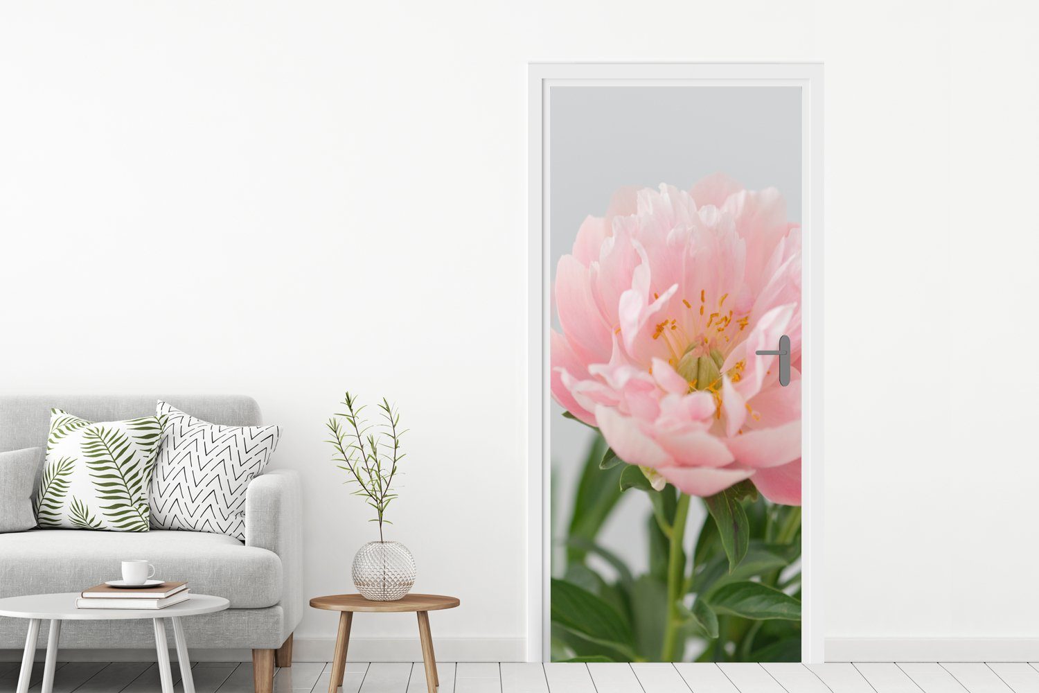 MuchoWow Türtapete Blumenstrauß (1 bedruckt, Tür, aus 75x205 Türaufkleber, Matt, Pfingstrosen, für rosa St), cm Fototapete