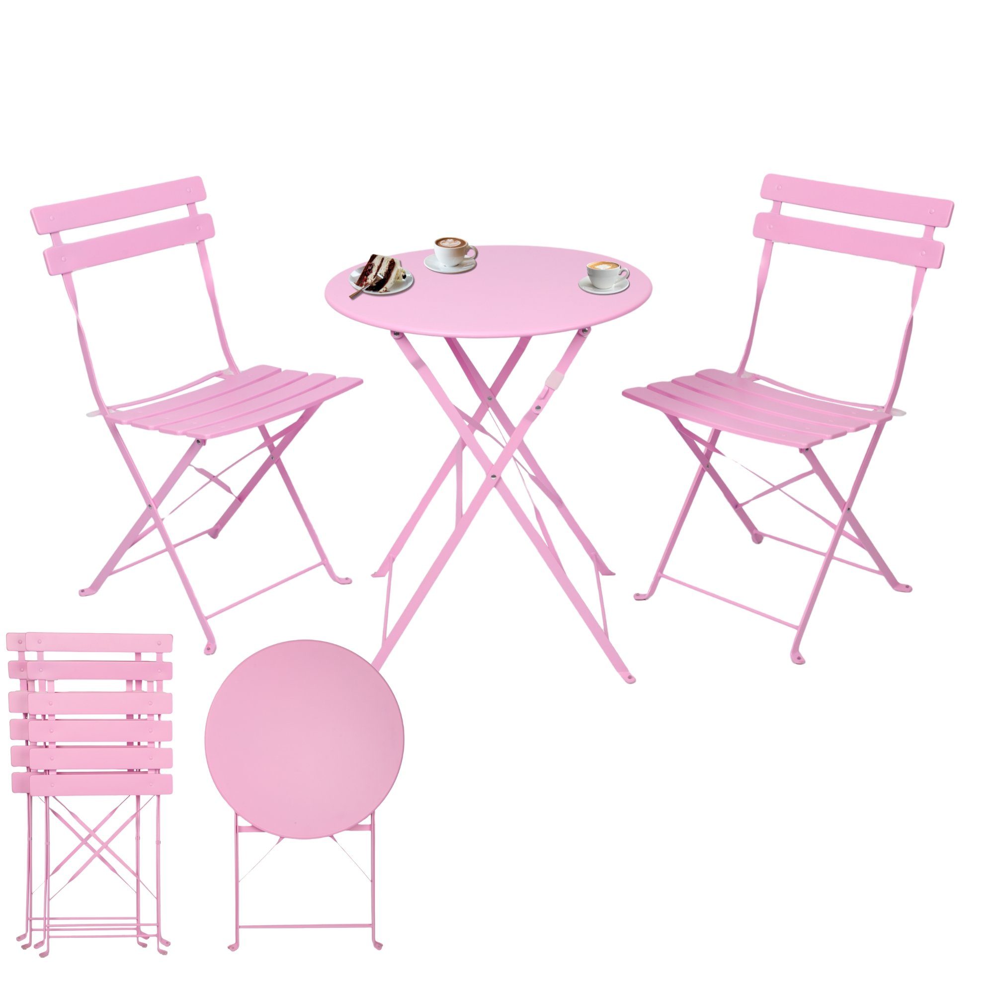 Albatros International Balkonset Bistroset 3-teilig Rosa Bistrotisch 2 Stüh günstig online kaufen