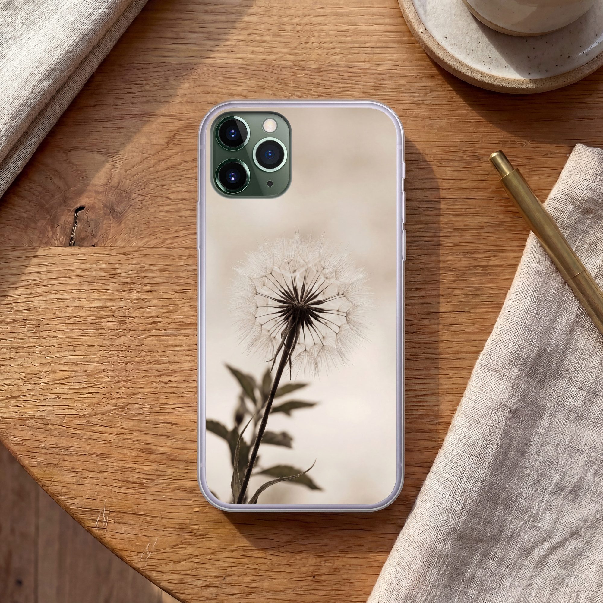 MuchoWow Handyhülle für Apple iPhone 11 Pro Pusteblume - Minimalistisch - Weiß, Smartphone-Bumper, Print, Handy Schutzhülle Dünn