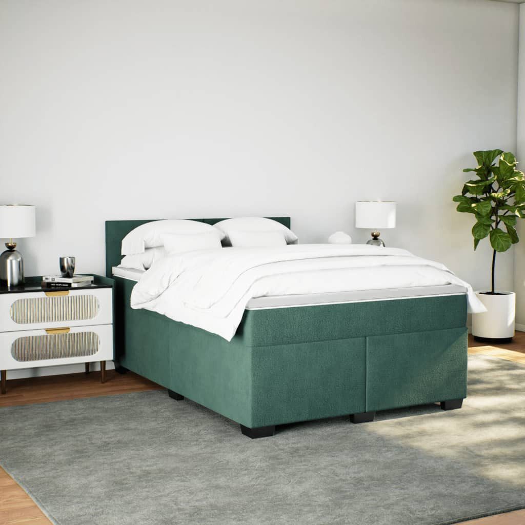 vidaXL Bett Boxspringbett mit Matratze Dunkelgrün günstig online kaufen