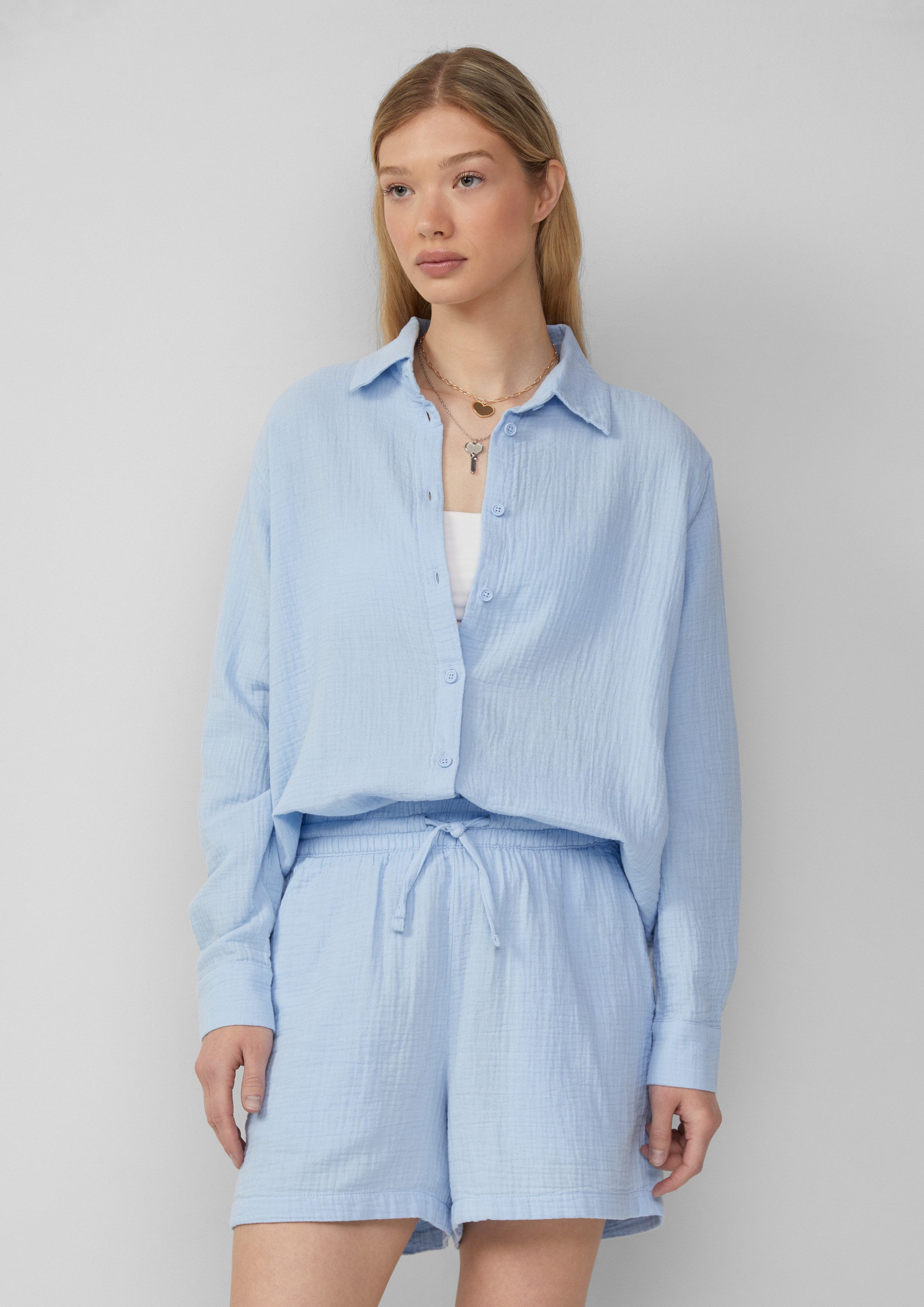 QS Langarmbluse Bluse Hemdbluse aus Musselin günstig online kaufen