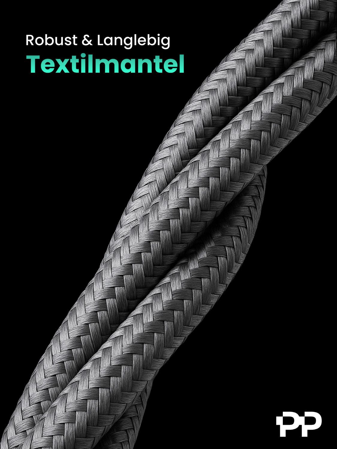 ProfiPatch ProfiPatch HDMI Kabel 4K60Hz UHD 1m grau Goldkontakt Textil HDMI-Kabel, (100 cm) – Bild 4 von 5