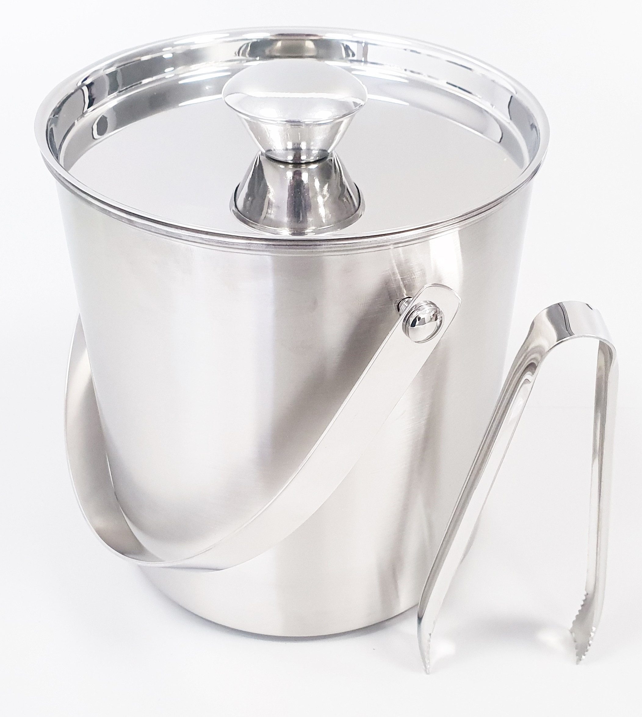 Ebaxx Eiswürfelbehälter Eiskühler Eis Eimer Kübel mit Deckel Eiszange Edelstahl Zange, Edelstahl