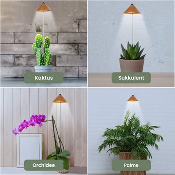 PARUS Pflanzenlampe Indoor plants, Leuchtmittel für Pflanzen, Teleskopstab 1m, Parus by Venso SUNLiTE 7W LED Vollspektrum Pflanzenlampe Kupfer, Indoo