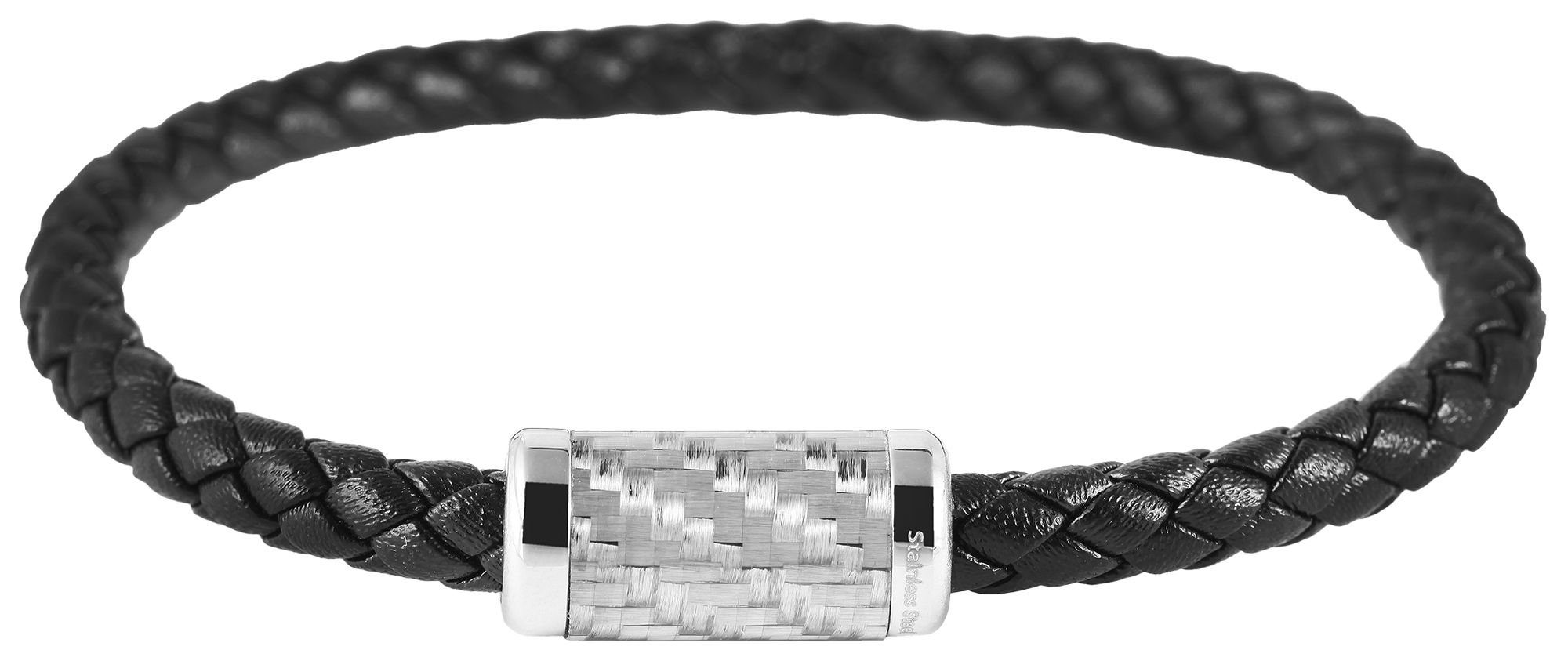 AKZENT Lederarmband Themba Unisex Armband aus Echtleder geflochten mit Edelstahlelement (einzeln)