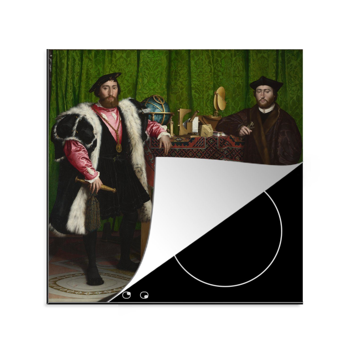 MuchoWow Herdblende-/Abdeckplatte Die jungen Gesandten - Hans Holbein, Vinyl, (1 tlg), 78x78 cm, Ceranfeldabdeckung, Arbeitsplatte für küche
