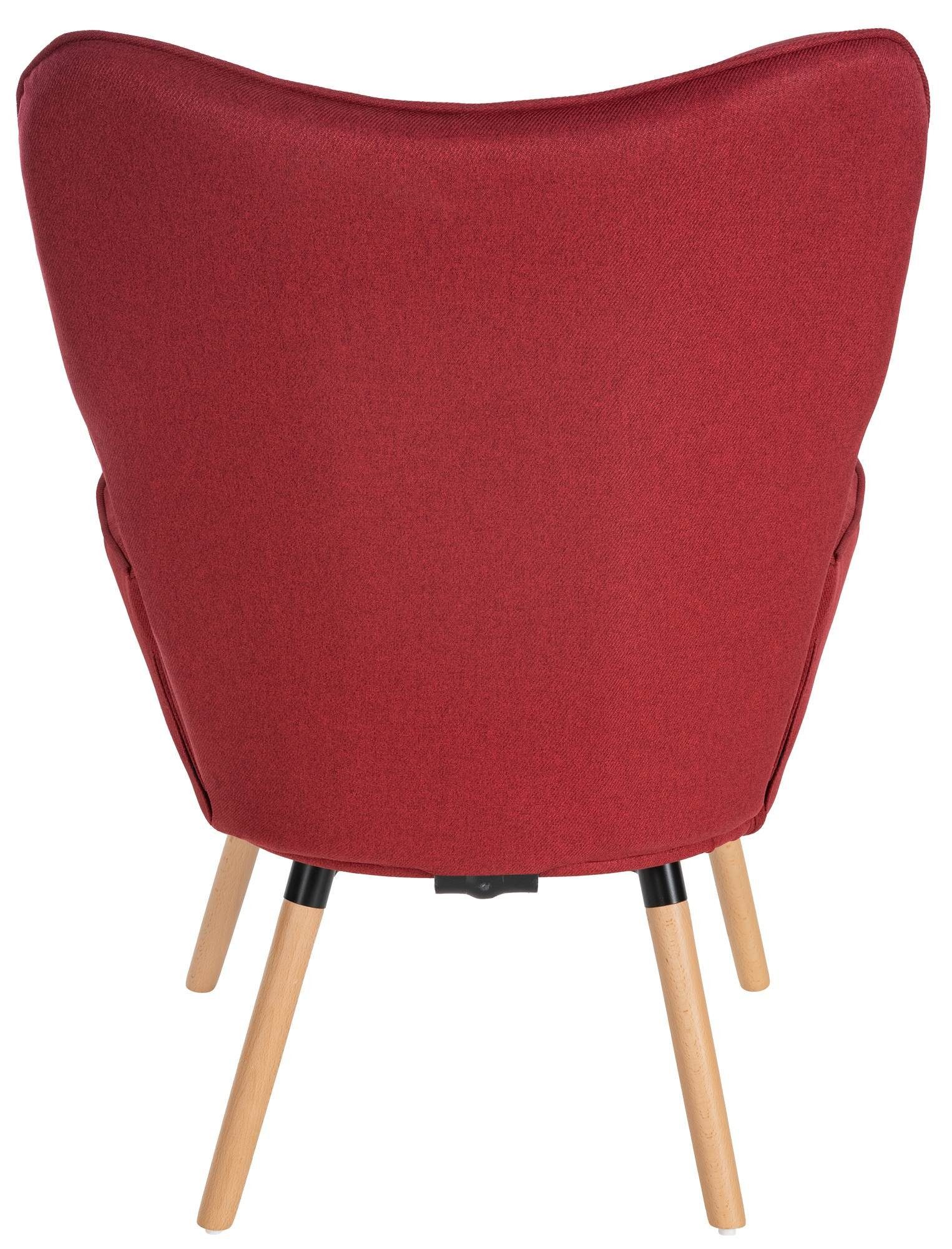 Stoff-Bezug mit rot CLP Loungesessel Stuhl Buchenholz und Gestell Garding, aus