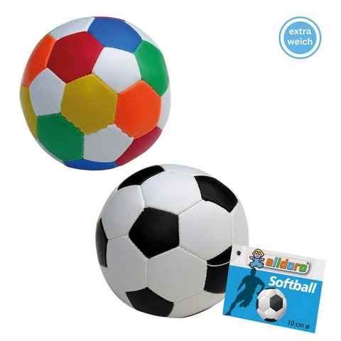 alldoro Softball 60305, 2er Set, Ø 10 cm, schwarz-weiß & bunt, extra weiche, kleine Spielbälle
