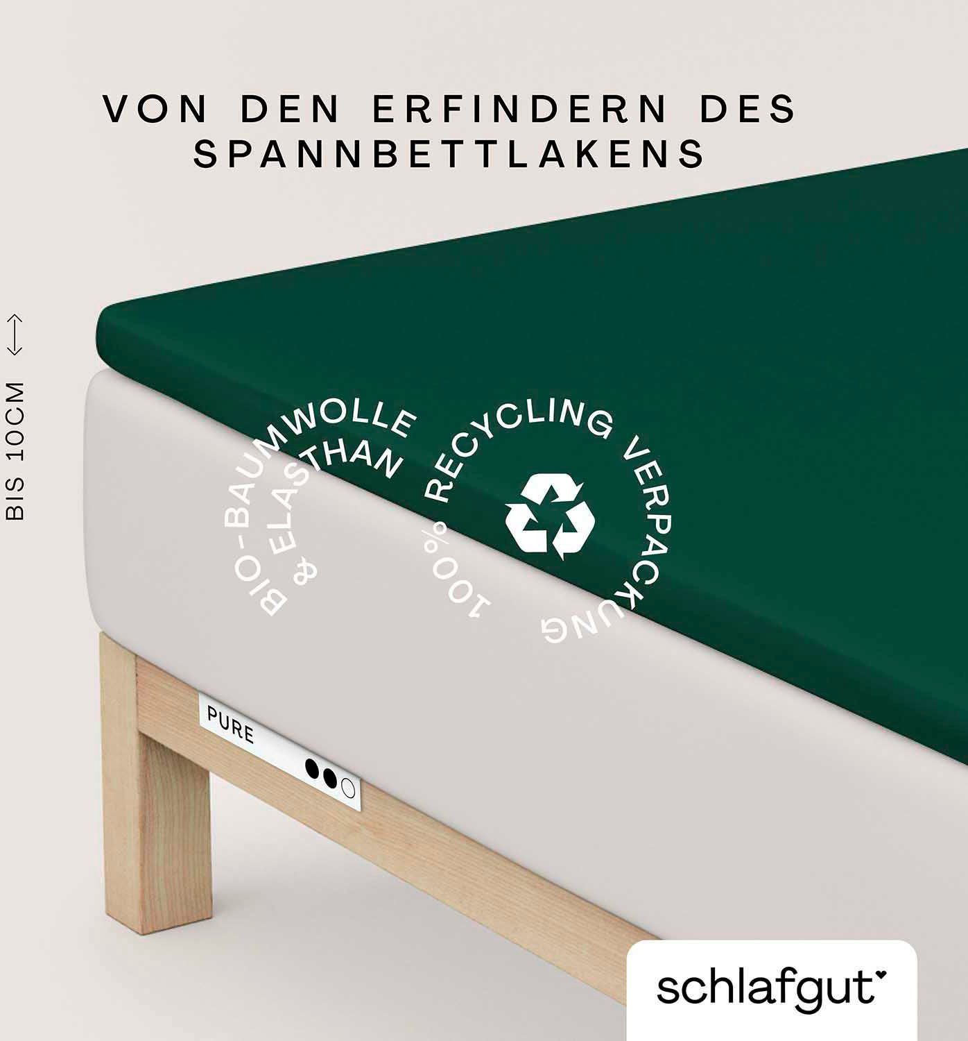Schlafgut Spannbettlaken PURE TOPPER Bio-Baumwolle mit Elasthan 170 g/m² für Topper bis 10 cm, Jersey-Elasthan, Gummizug: rundum, (1 Stück), PREMIUM Laken für Matratzen bis 10 cm Höhe, dehnbar, blickdicht