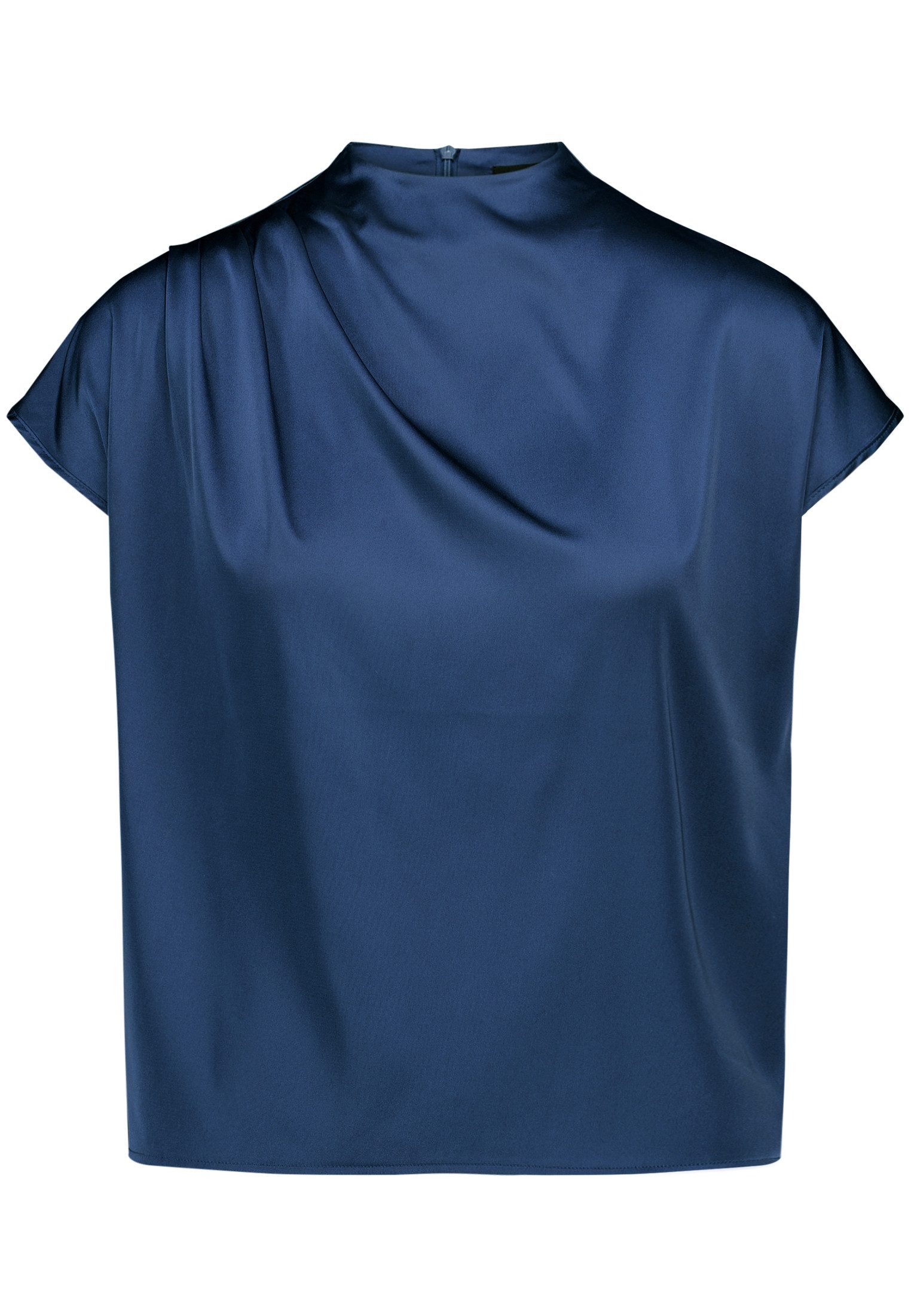 Zero Satinbluse Damen mit Kragen