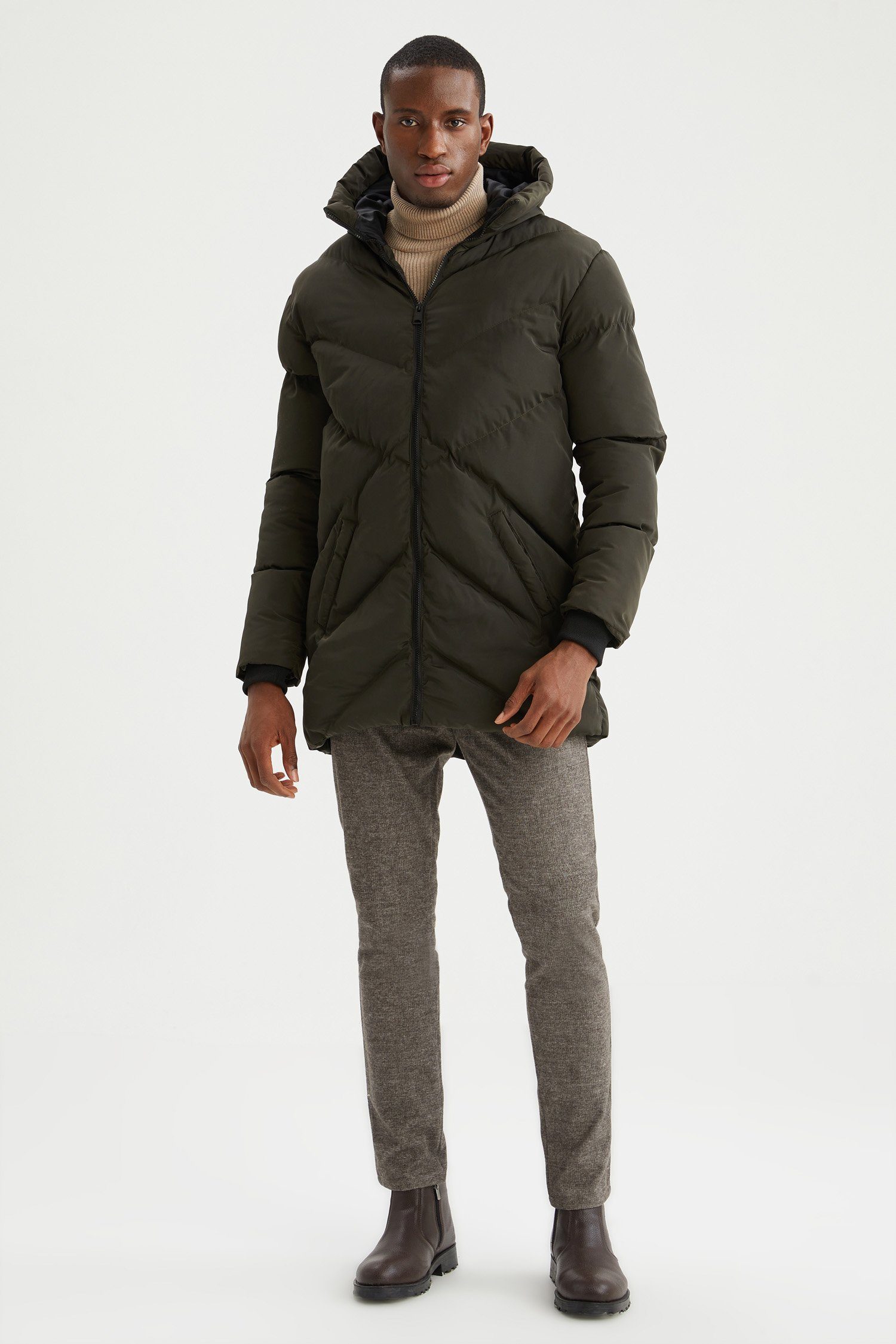 Wintermantel Wintermantel Herren REGULAR Khaki FIT DeFacto Dunkel