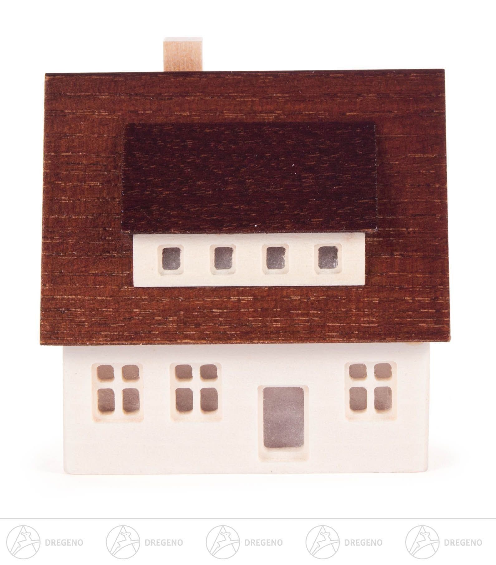 Dregeno Erzgebirge Weihnachtsfigur Miniatur Erzgebirgshaus mit Gaube und ausgefrästen Fenstern Breite x