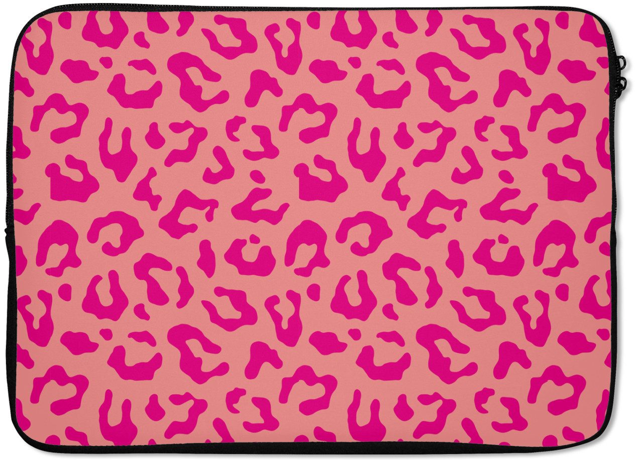 MuchoWow Laptop-Hülle Pantherdruck - Rosa - Tierdruck - Minimalistisch 14 Zoll, Schutzhülle für Laptop, Schutz gegen Kratzern, Laptoptasche