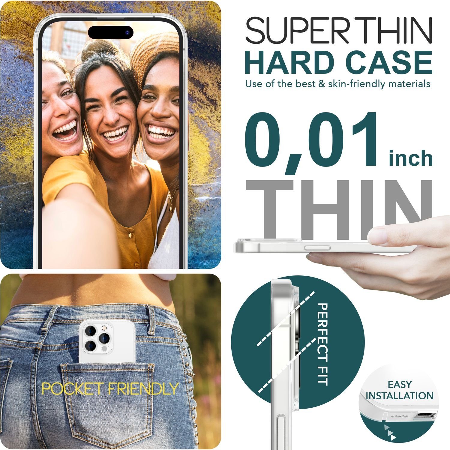 Nalia Smartphone-Hülle Apple iPhone 15 Pro 15,5 cm (6,1 Zoll), Halb-Transparent Hülle / Matt / Dünn / Hard Case / Anti-Fingerabdruck