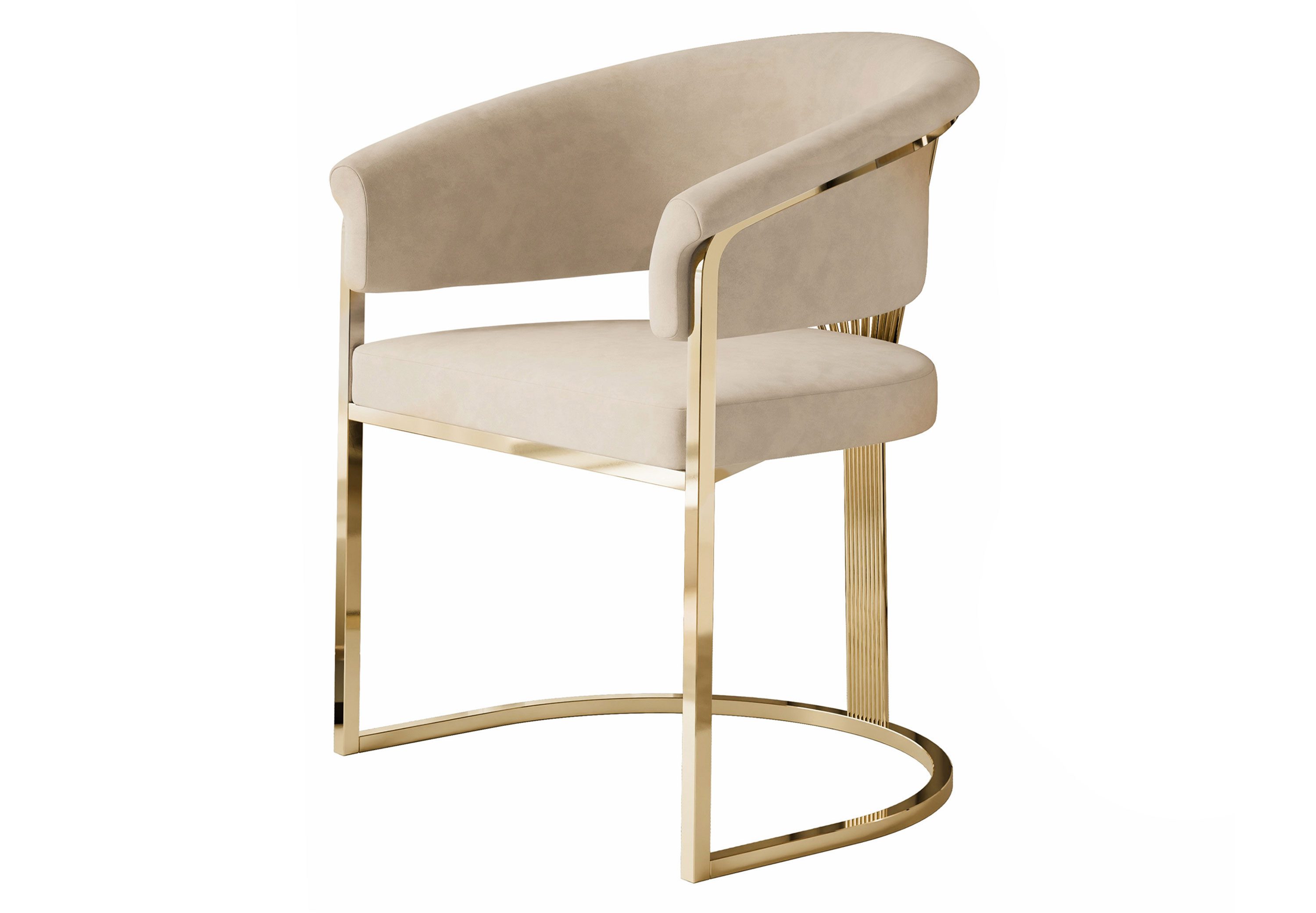 Lookway Polsterstuhl MOUNIR BEIGE mit einem goldfarbenen, verchromten Gestell