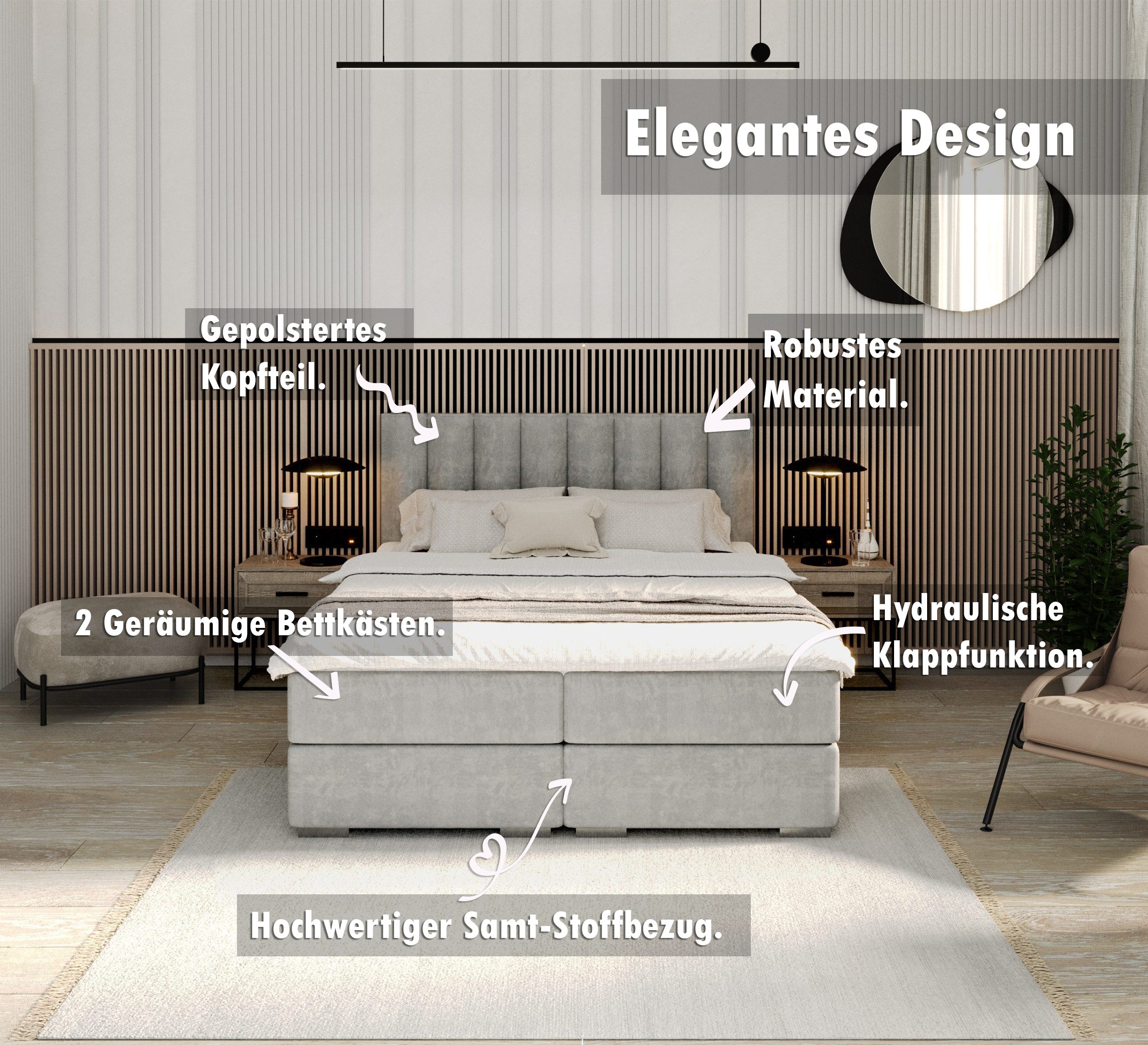 FDM Boxspringbett Polsterbett Stauraumbett Springbett 140x200, günstig online kaufen