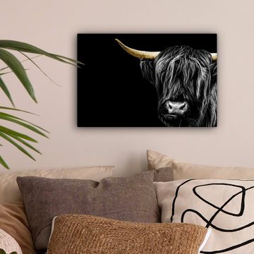 OneMillionCanvasses® Leinwandbild Schottischer Highlander - Gold - Mantel - Tiere - Kuh, (1 St), Wandbild Leinwandbilder, Aufhängefertig, Wanddeko, 30x20 cm
