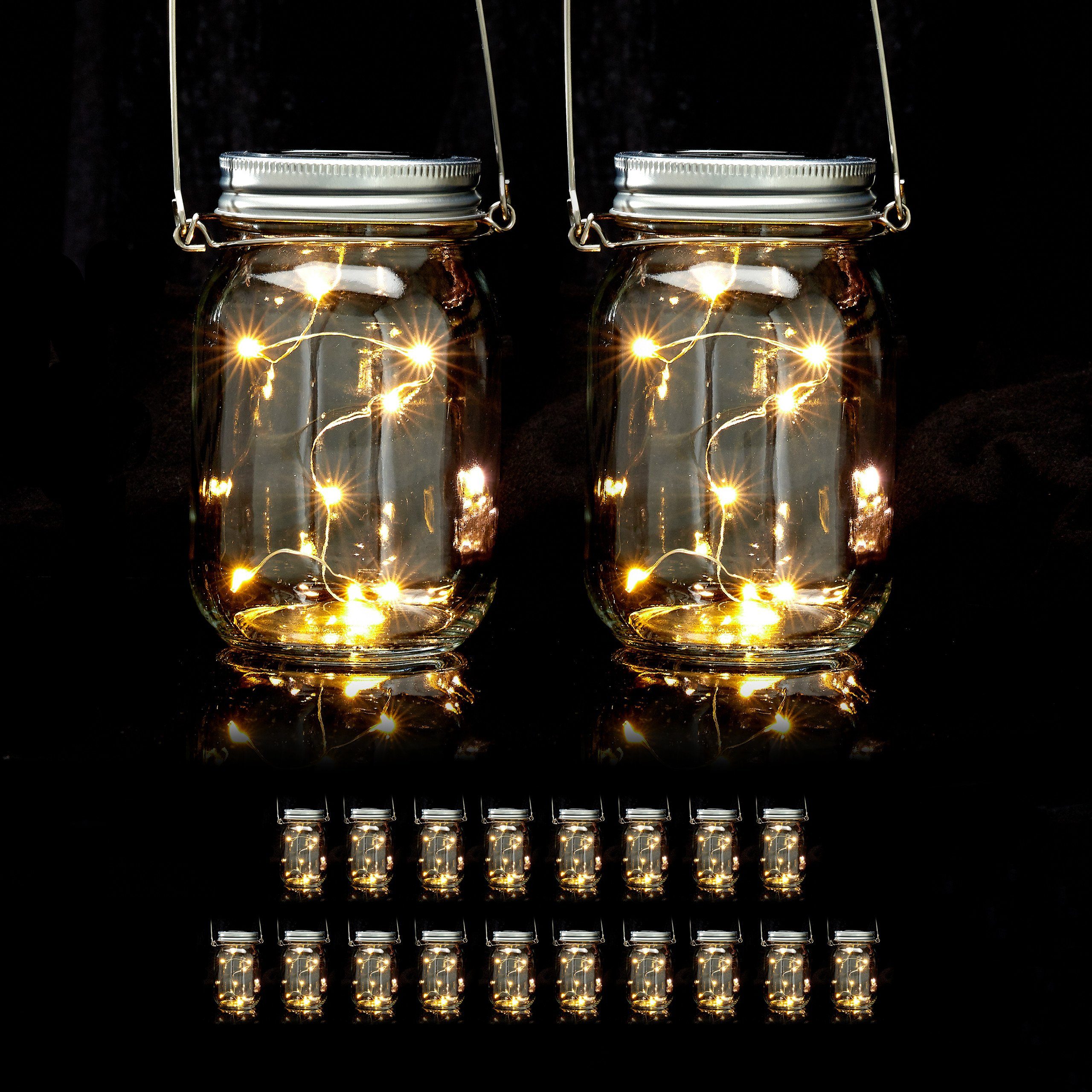 Gartenleuchte 20 x LED Solar Glas