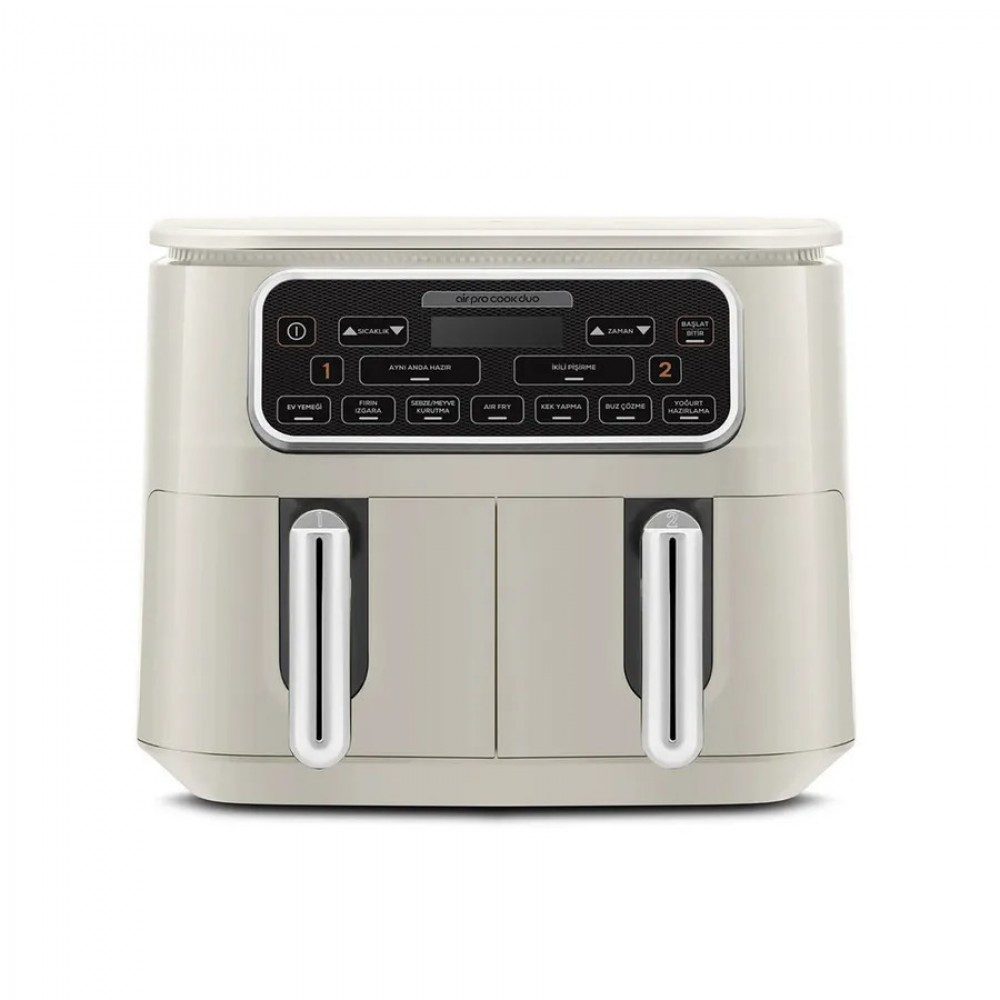 Karaca Heißluftfritteuse Air Cook Duo Hausmannskost XXXL 8 Liter Airfryer, Starlight