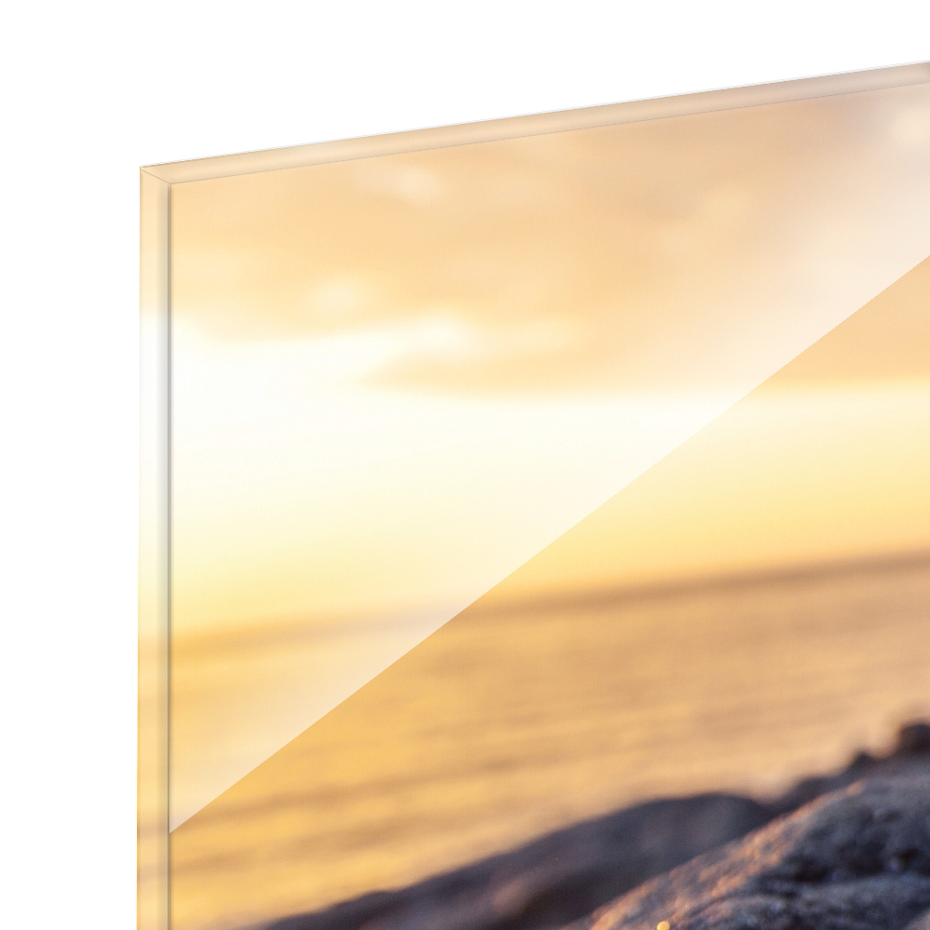 150x50cm artissimo aus Glas mehrteiliges Steine Sonnenuntergang Glasbild Glasbild Bild