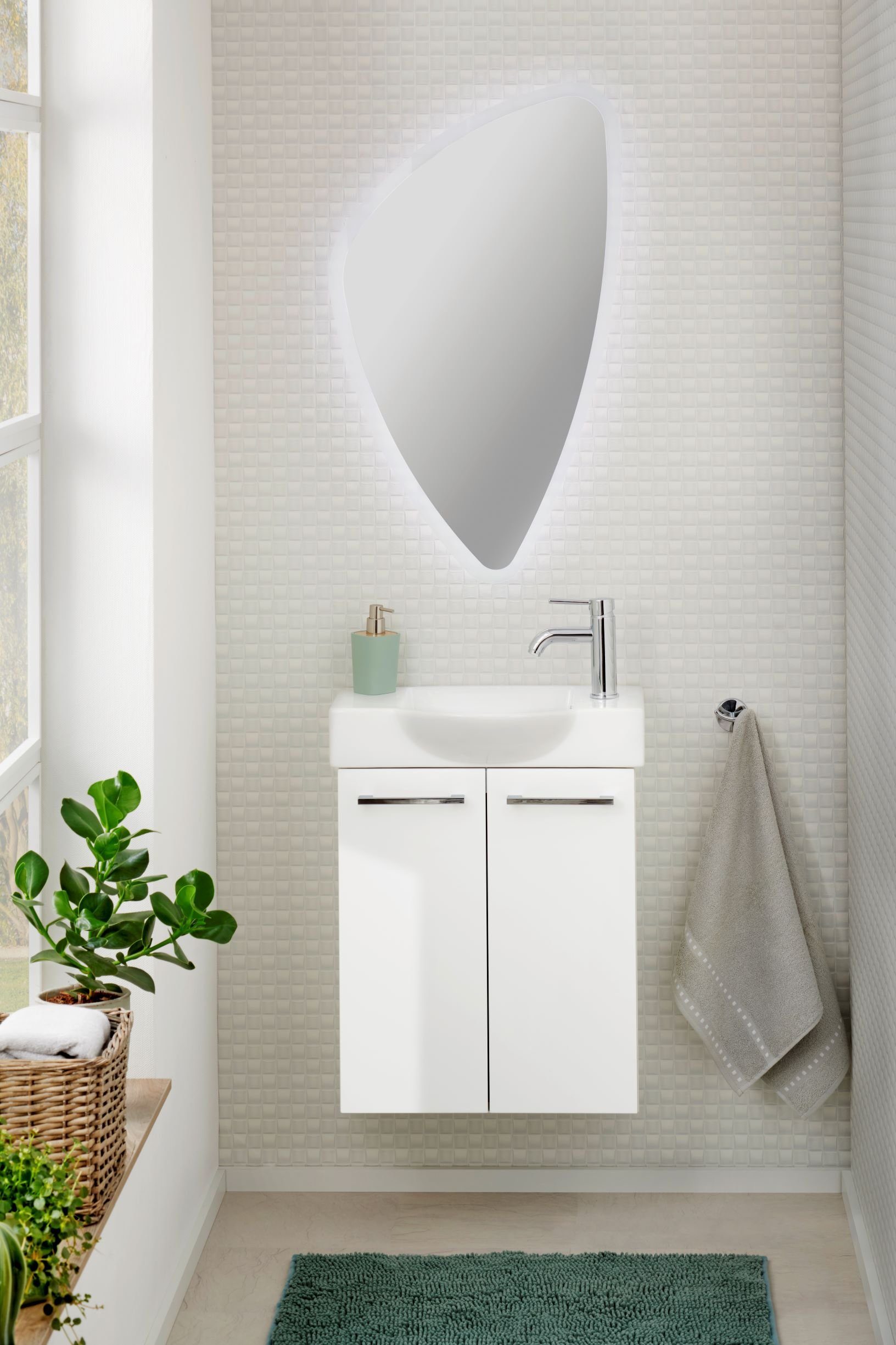 | matt Weiß Gäste-WC, ca. für 55 SBC Weiß cm FACKELMANN Breite Waschbeckenunterschrank Badmöbel
