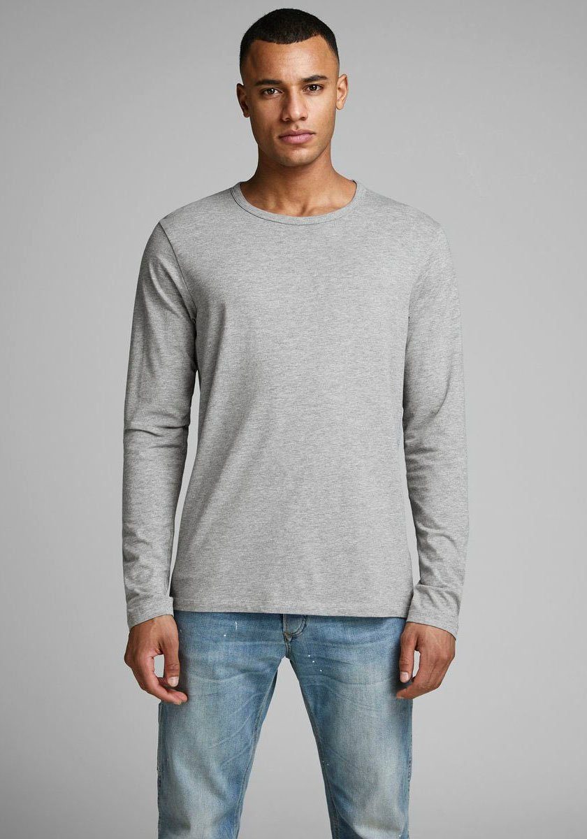 Jack & Jones Longsleeve BASIC TEE Light Grey Melange