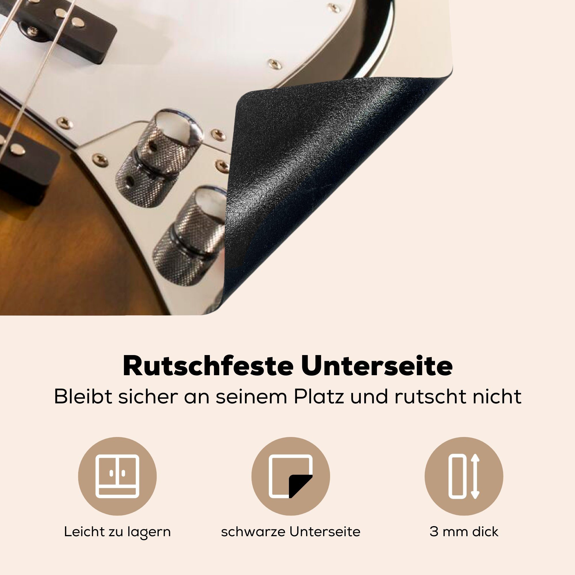 MuchoWow Bassgitarre, Induktionskochfeld Schutz (1 Herdblende-/Abdeckplatte die Nahaufnahme für 81x52 cm, tlg), einer Vinyl, küche, Ceranfeldabdeckung