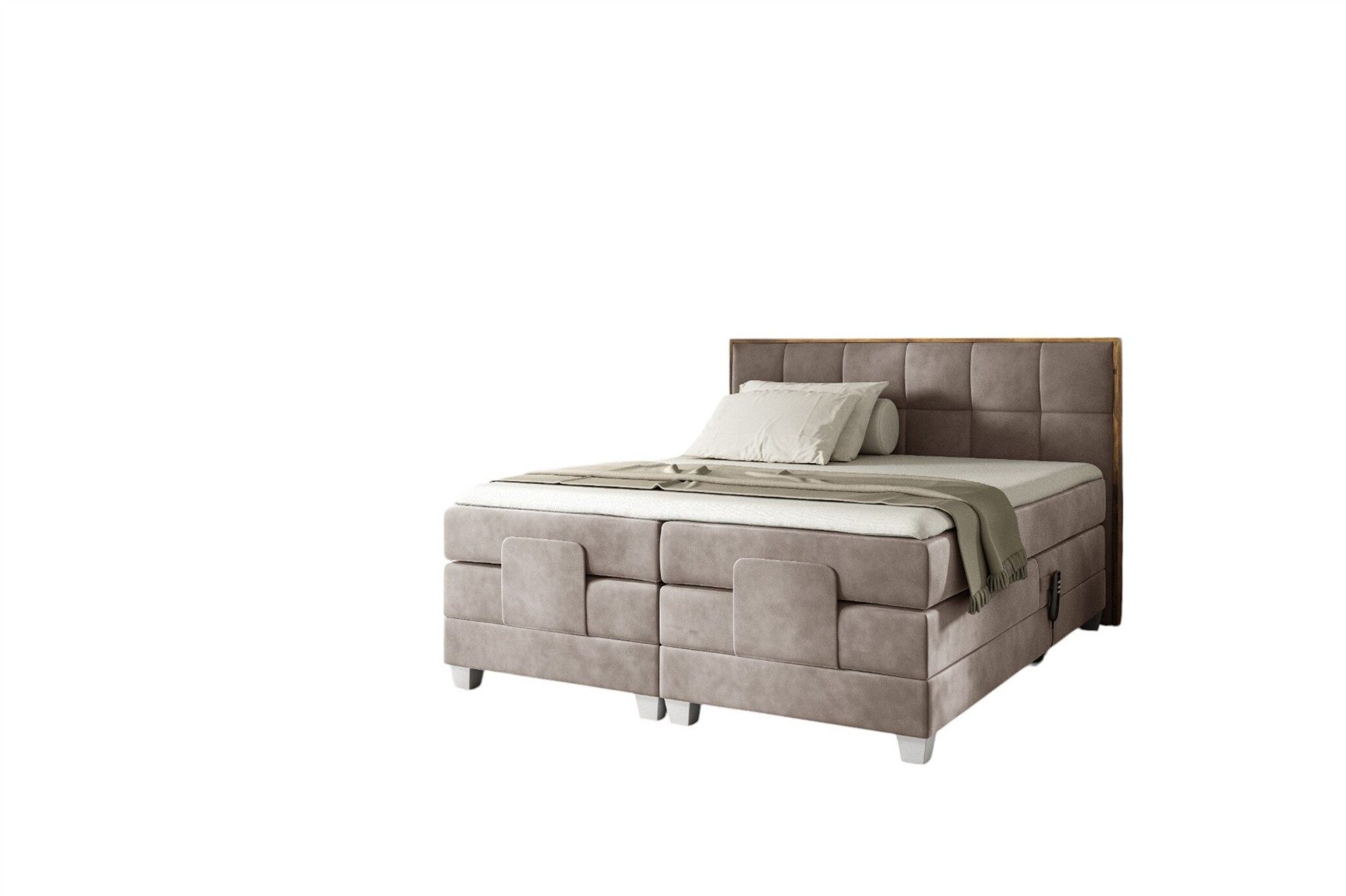 Fun Möbel Boxspringbett Schlafzimmerbett HENRY Elektrisch in Stoff Fresh (mit Bonell- und Taschenfederkernmatratze), Fuß- und Kopfteil elektrisch verstellbar