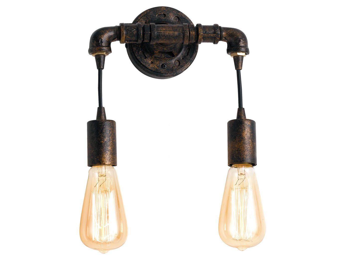 Luce Ambiente Design LED Wandleuchte, LED wechselbar, warmweiß, innen, ausgefallene Industrial Rohr Lampe Treppenhaus, Rost B: 23cm