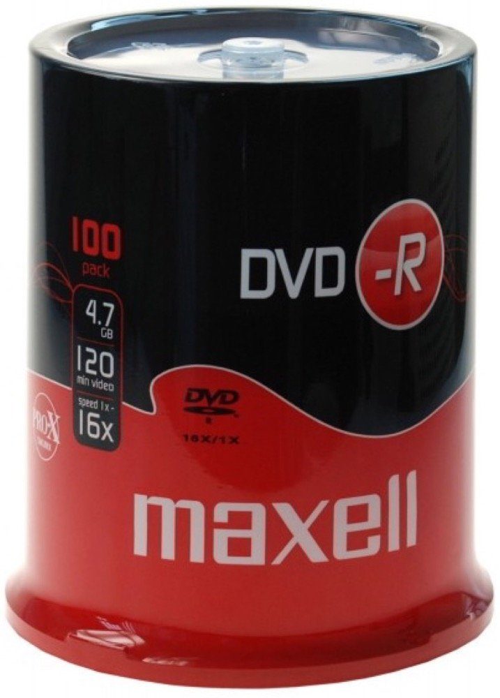 Maxell DVD-Rohling 100 Maxell Rohlinge DVD-R 4,7GB 16x Spindel