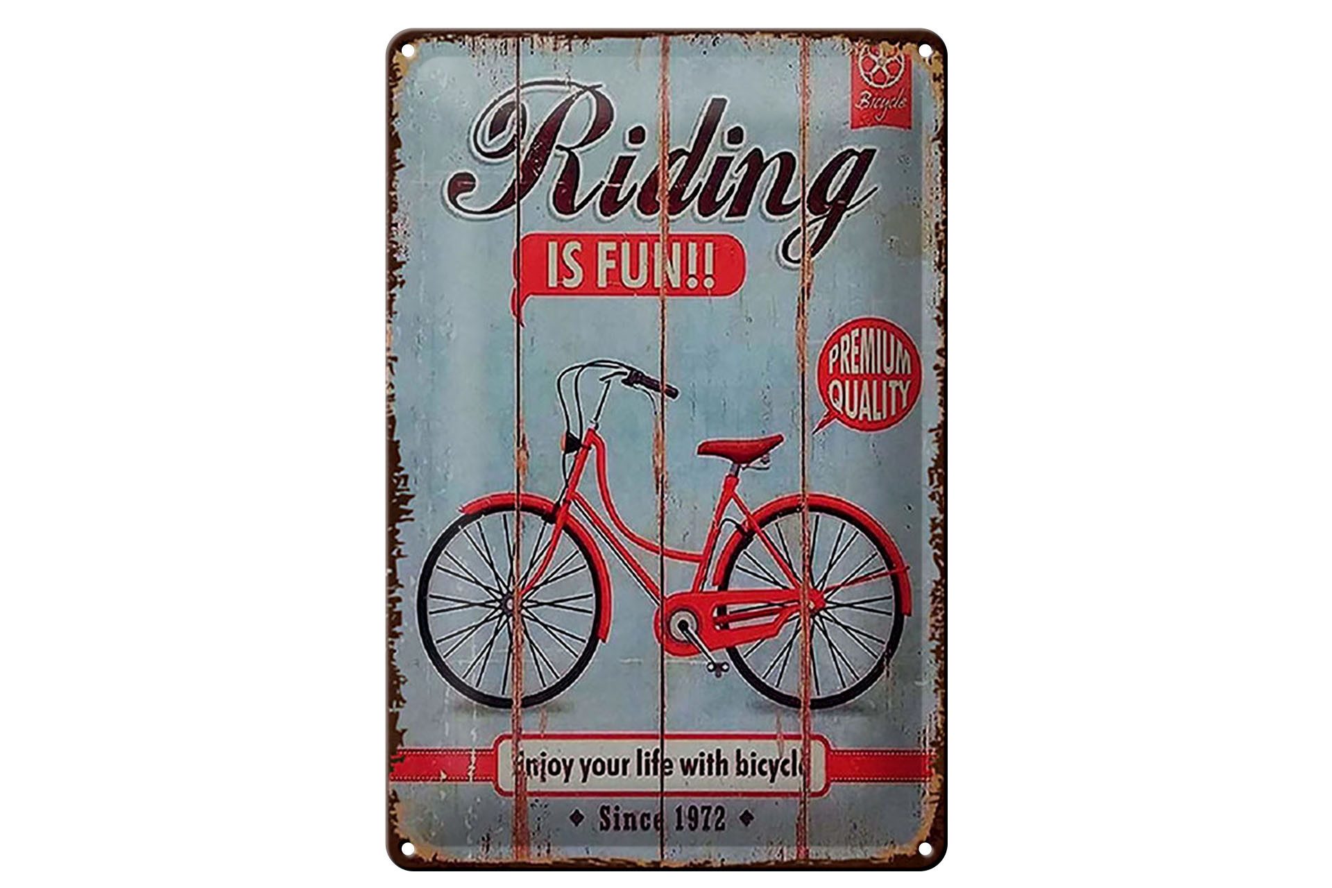 Femer GmbH Metallbild Fahrrad 20x30 cm riding is fun Enjoy your life with bicycle